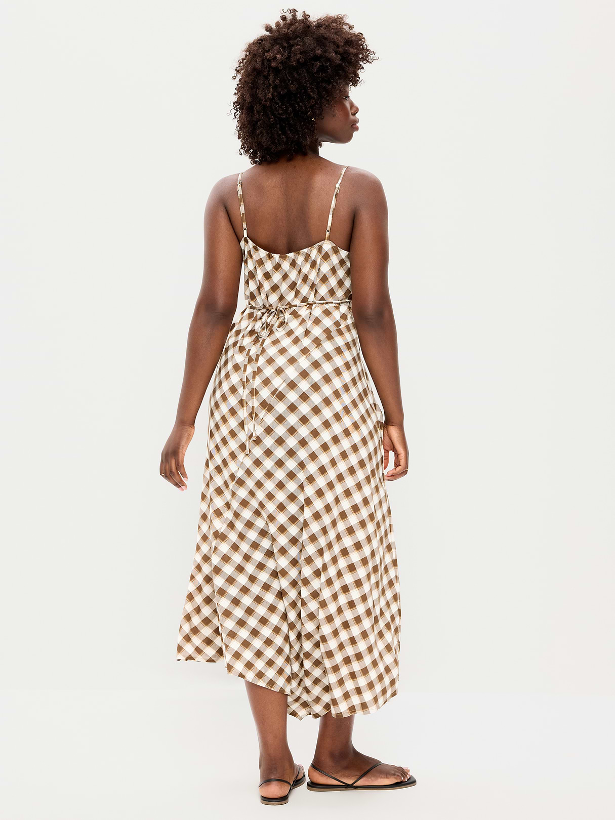 Fit & Flare Tie-Back Asymmetrical Midi Dress - Plaid
