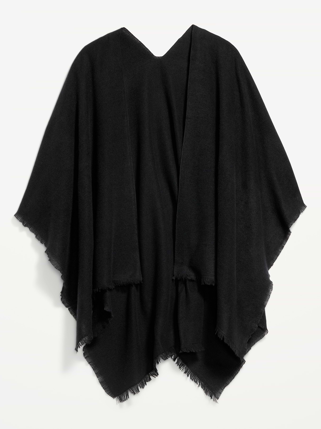 Flannel Fringe Poncho - Black Jack
