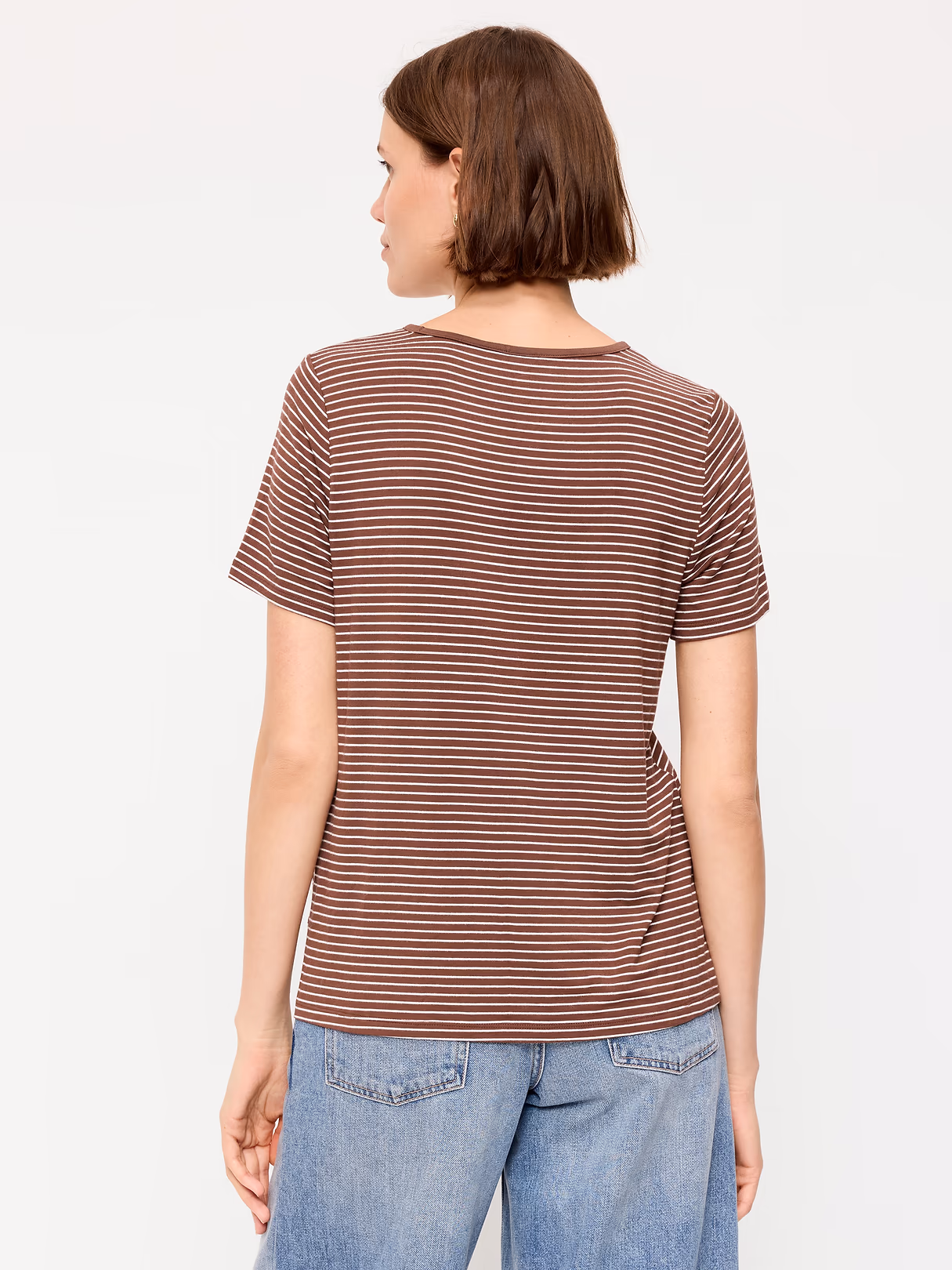 Luxe Crew-Neck T-Shirt - Earth Brown Stripe