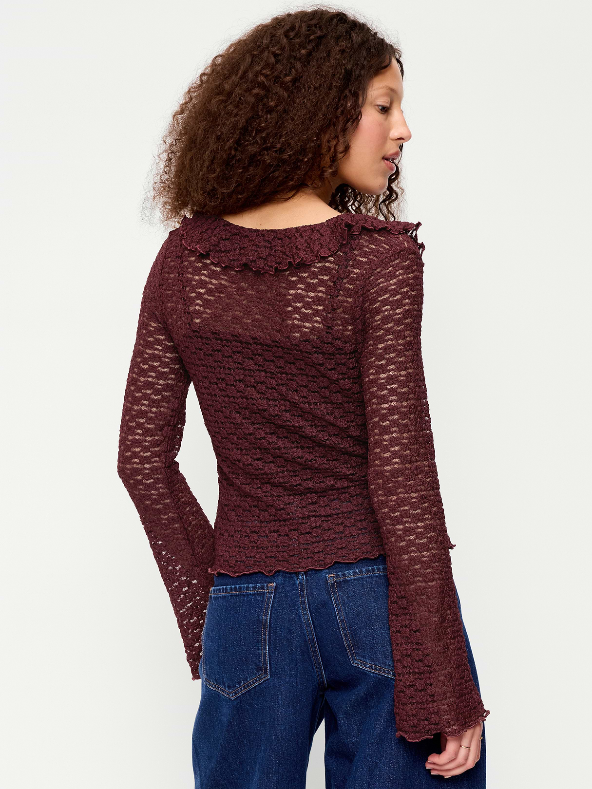 Fitted Bell-Sleeve Ruffle Top - Reddy Or Not