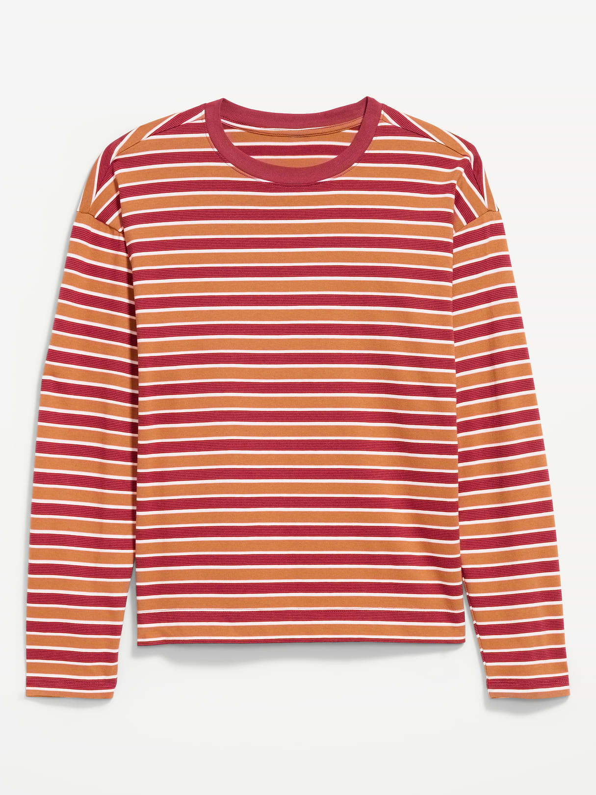 Vintage Long-Sleeve Crew-Neck T-Shirt - Burgundy Stripe
