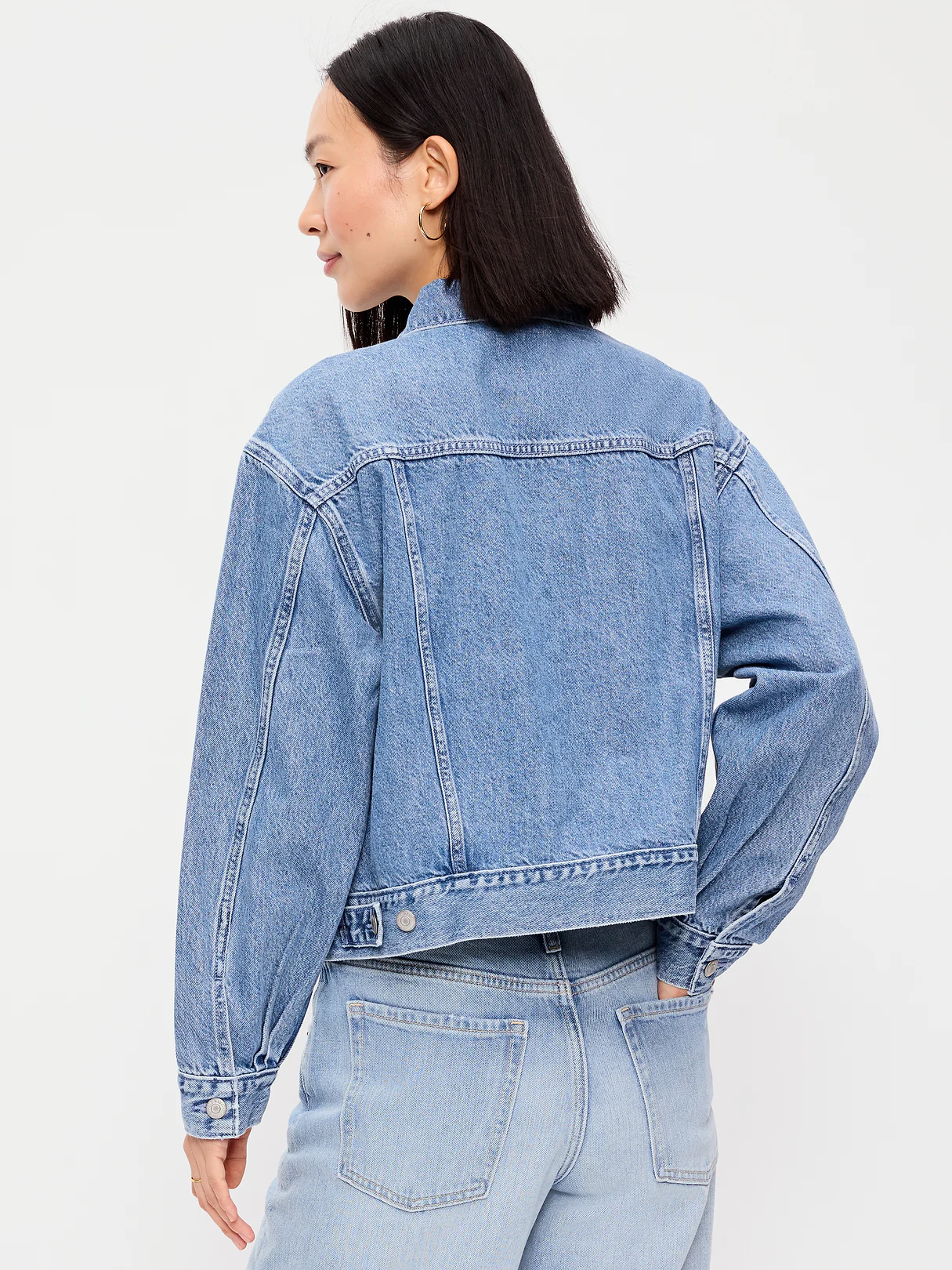 Embroidered Cropped Denim Jacket - Medium Indigo