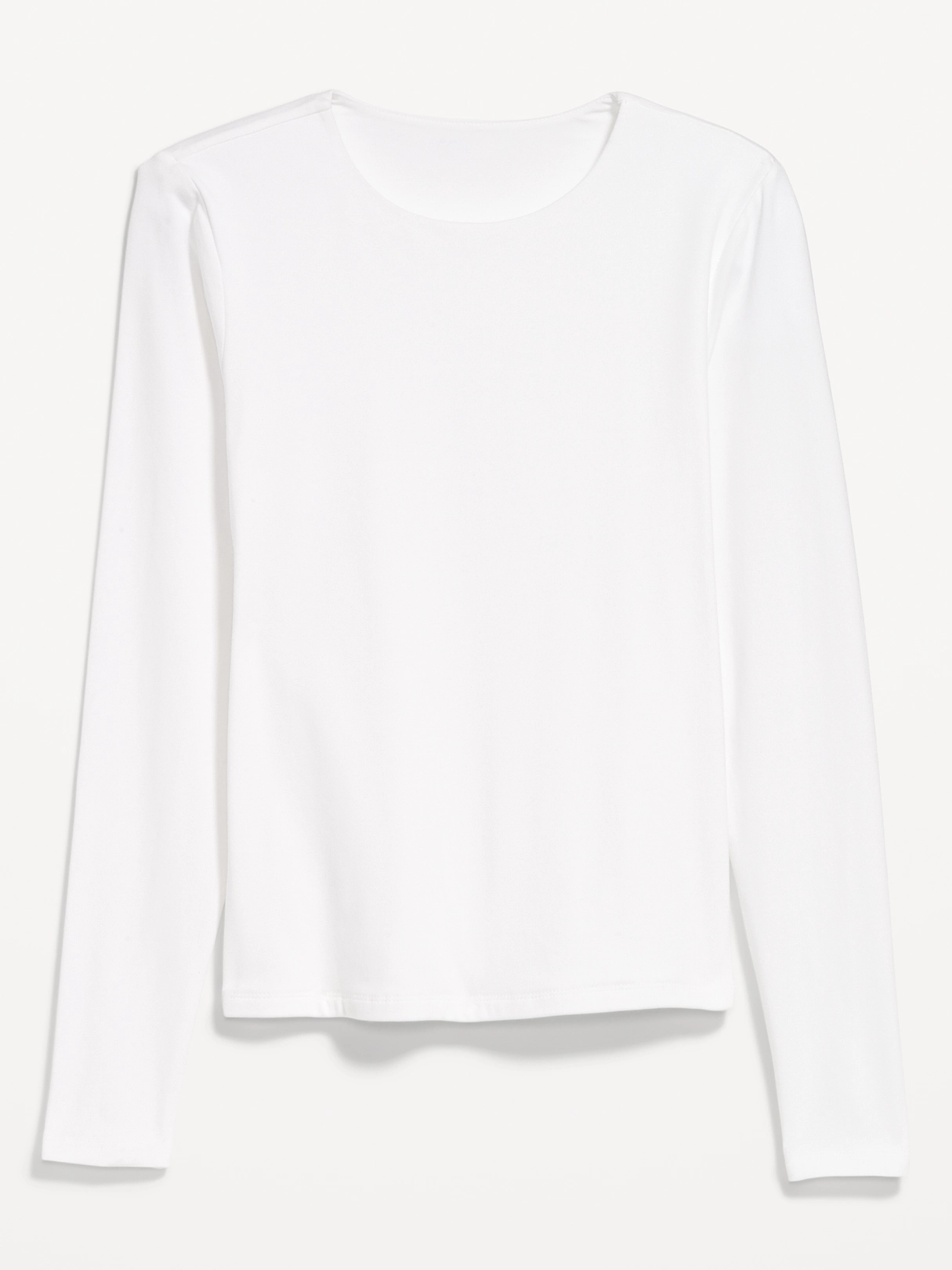Hug Double-Layer Crew-Neck Long-Sleeve Top - White Lilies