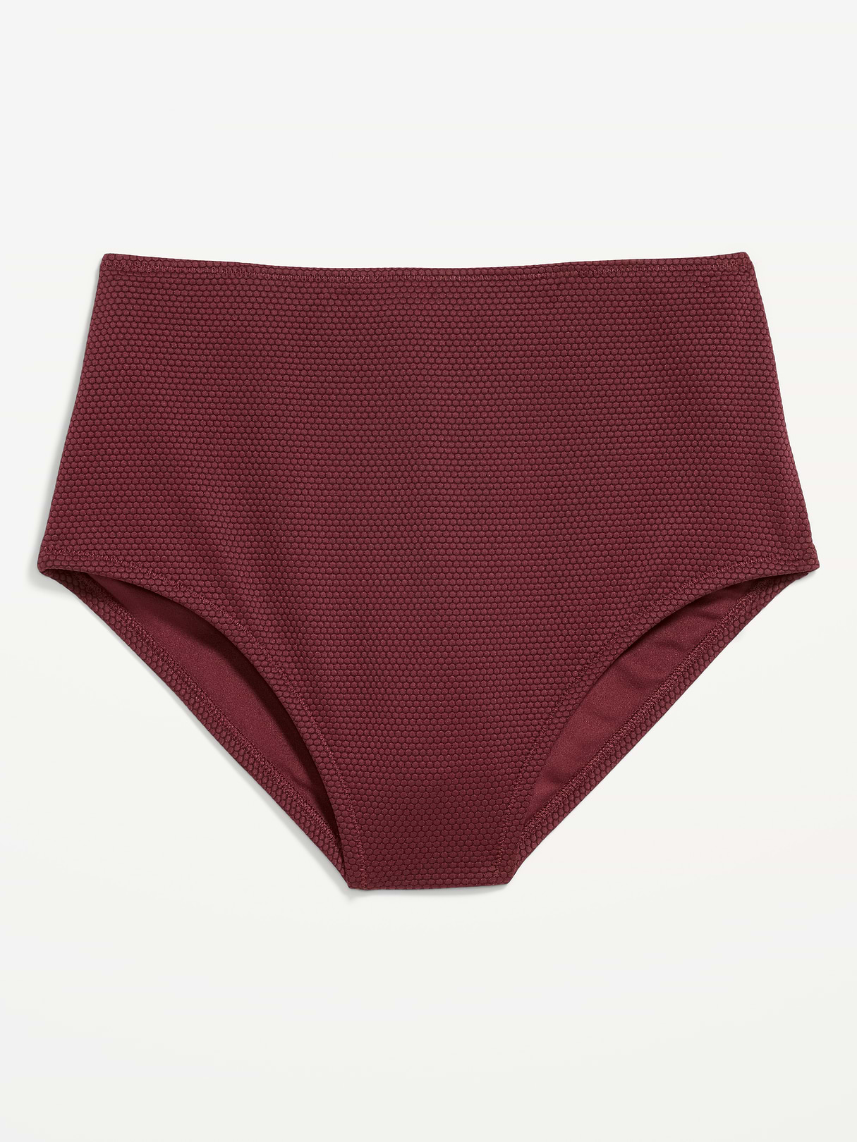 High-Waisted Ribbed Bikini Swim Bottoms - Wine Tasting