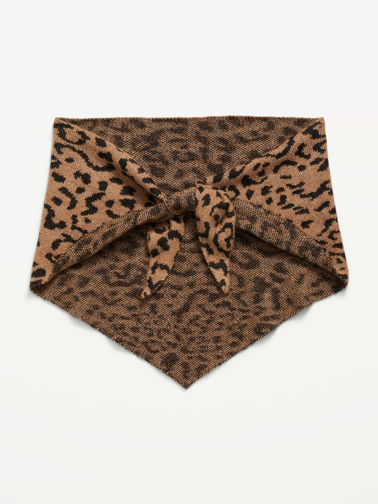 Oversized Rib-Knit Triangle Scarf - Leopard