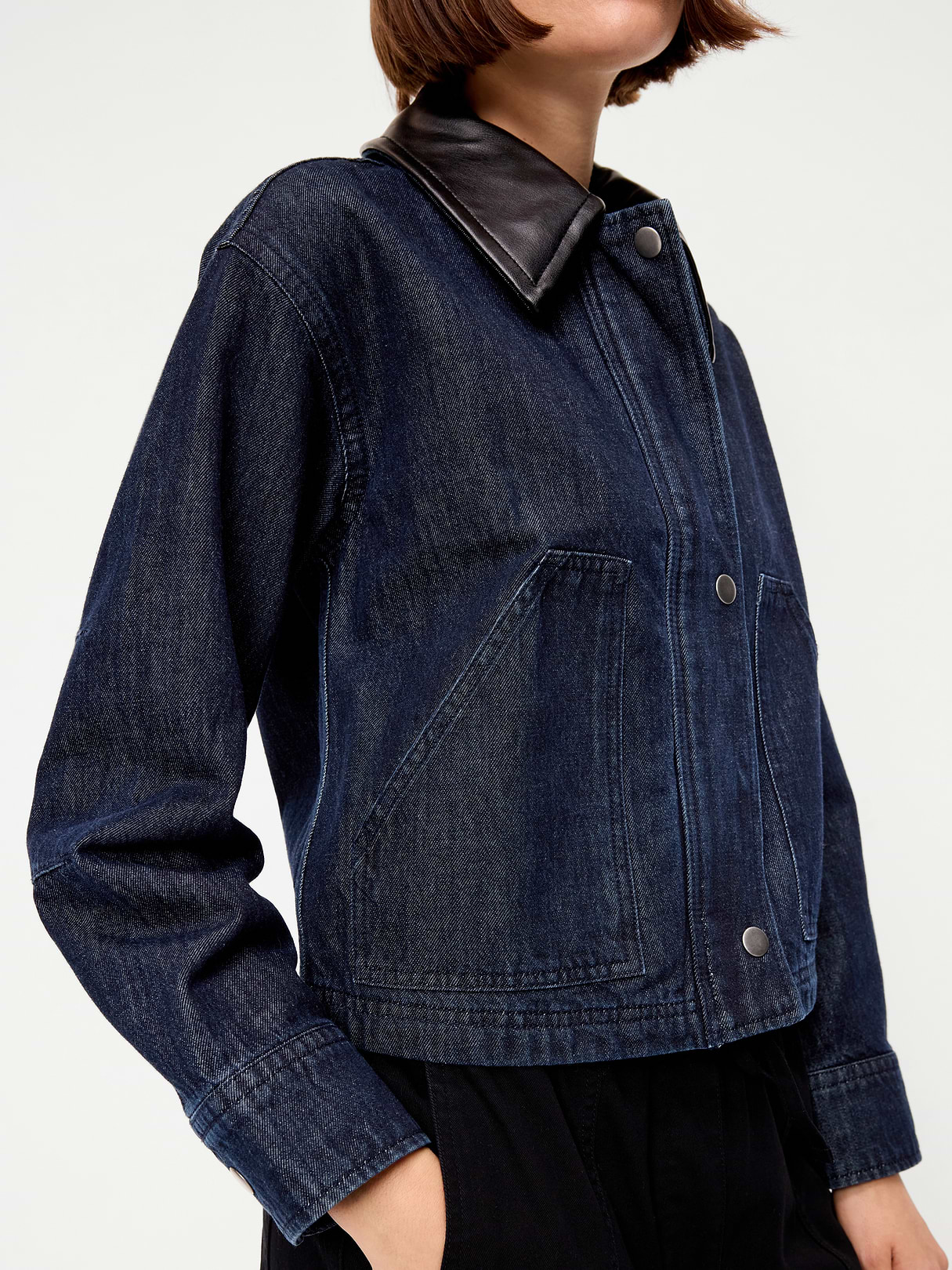 Cropped Barn Jacket - Dark Rinse