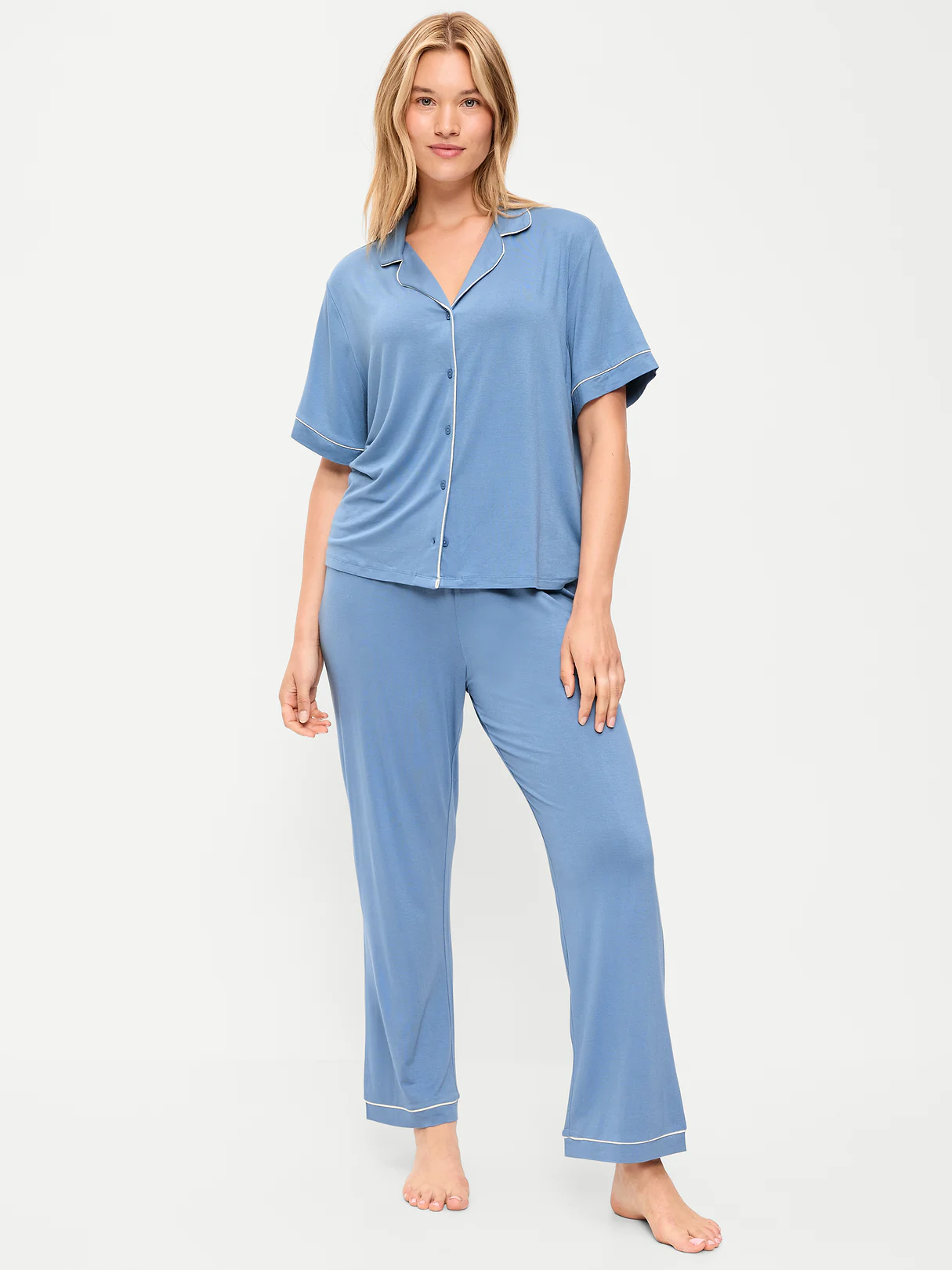 Sunday Sleep Knit Jersey Pant Set - Naturalist Blue