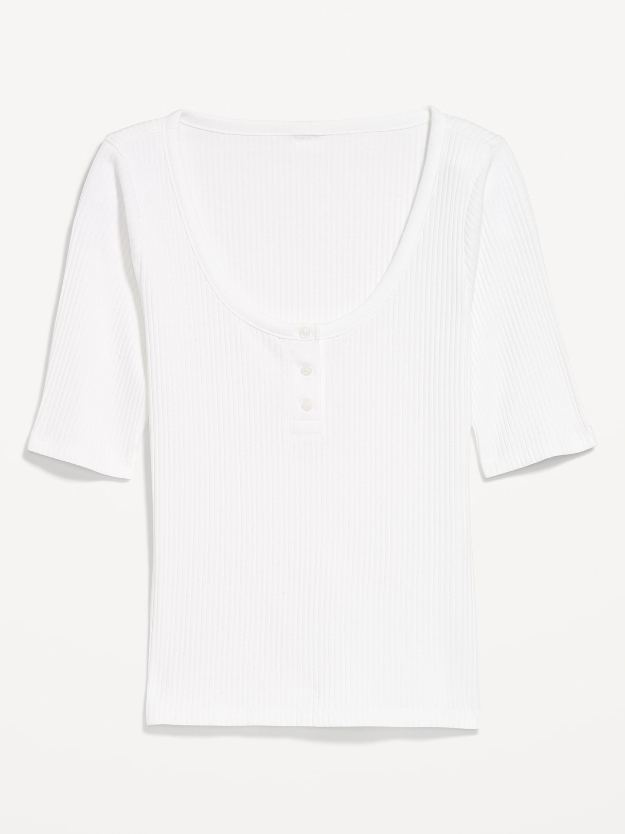 Scoop-Neck Fitted Henley Top - Calla Lilies