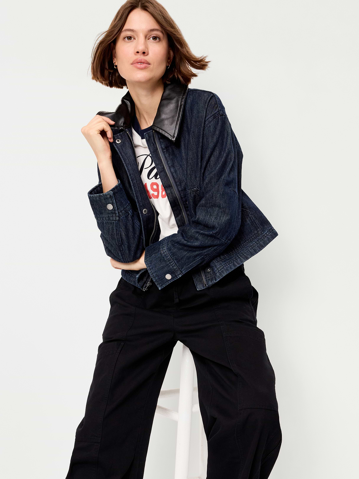 Cropped Barn Jacket - Dark Rinse