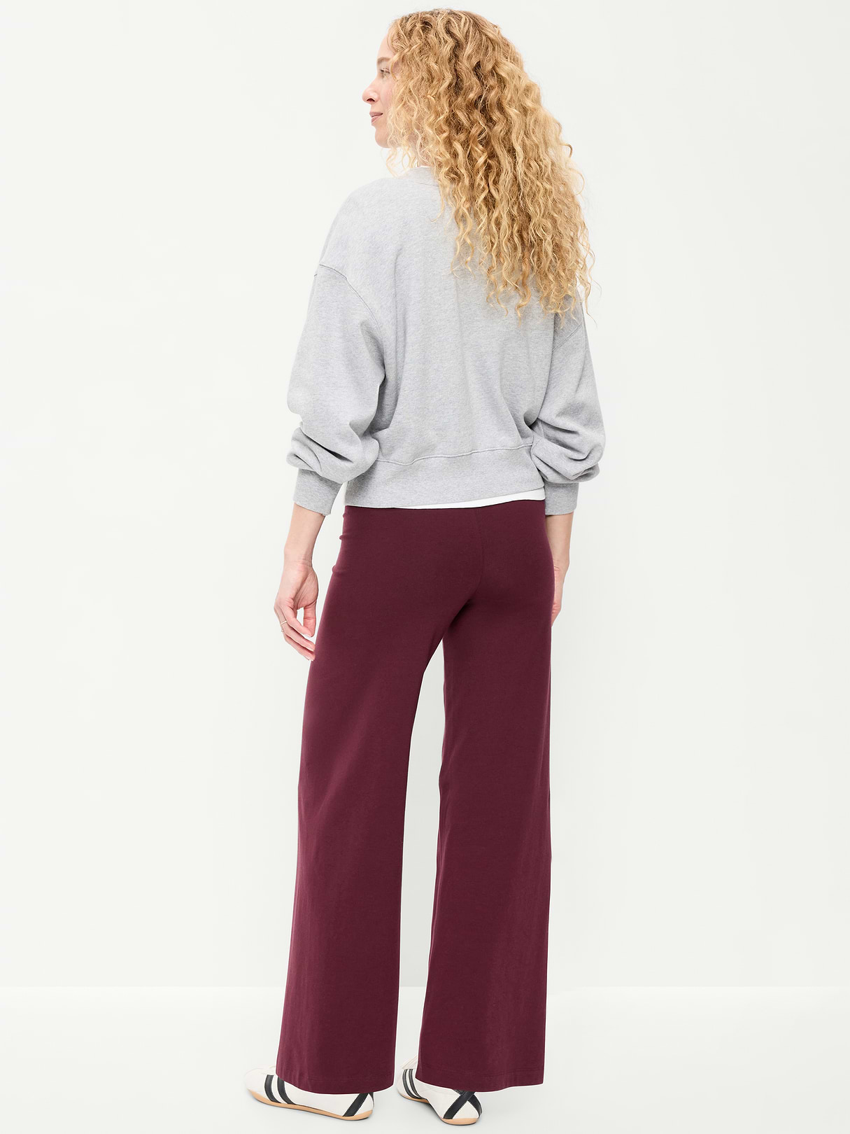 High-Waisted Fashion Wide-Leg Leggings - Red Raisin
