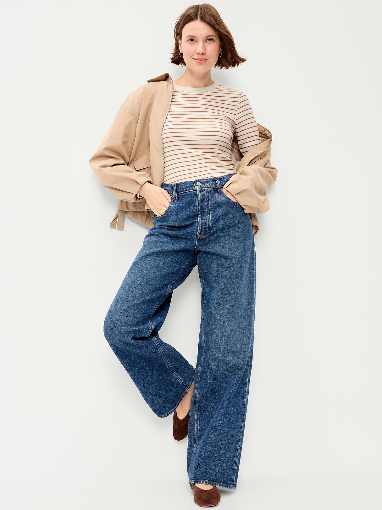 Snug Long-Sleeve Striped Ribbed T-Shirt - Orange Multi Stripe