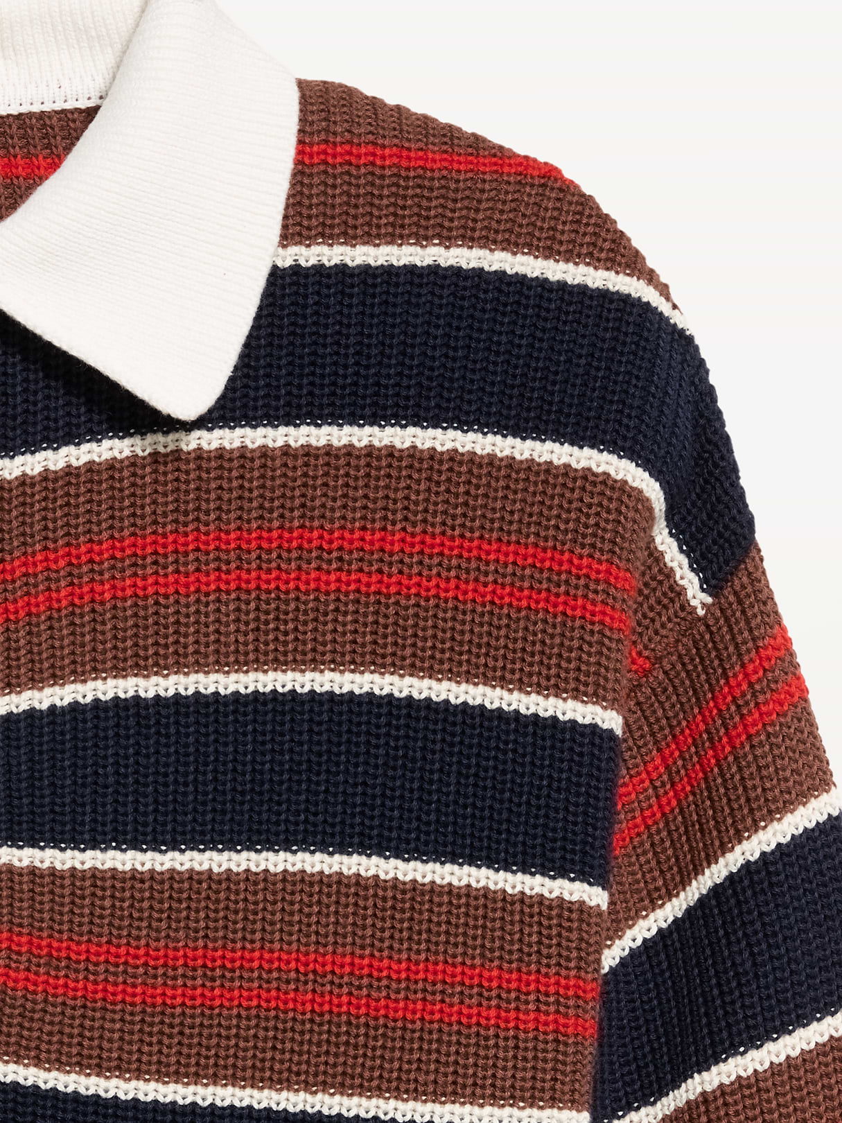 Cotton-Blend Rugby Polo - Earth Brown Stripe