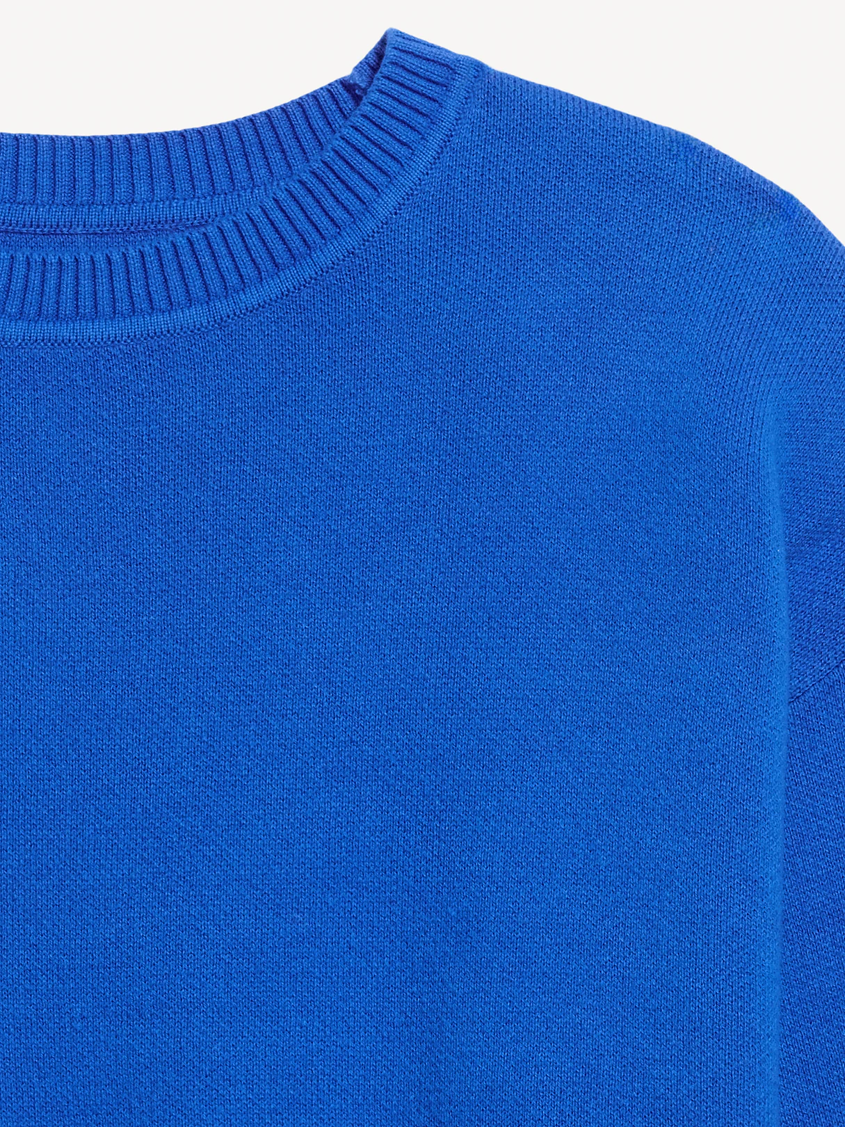 Cotton-Blend Crew-Neck Cropped Sweater - Blue Moon