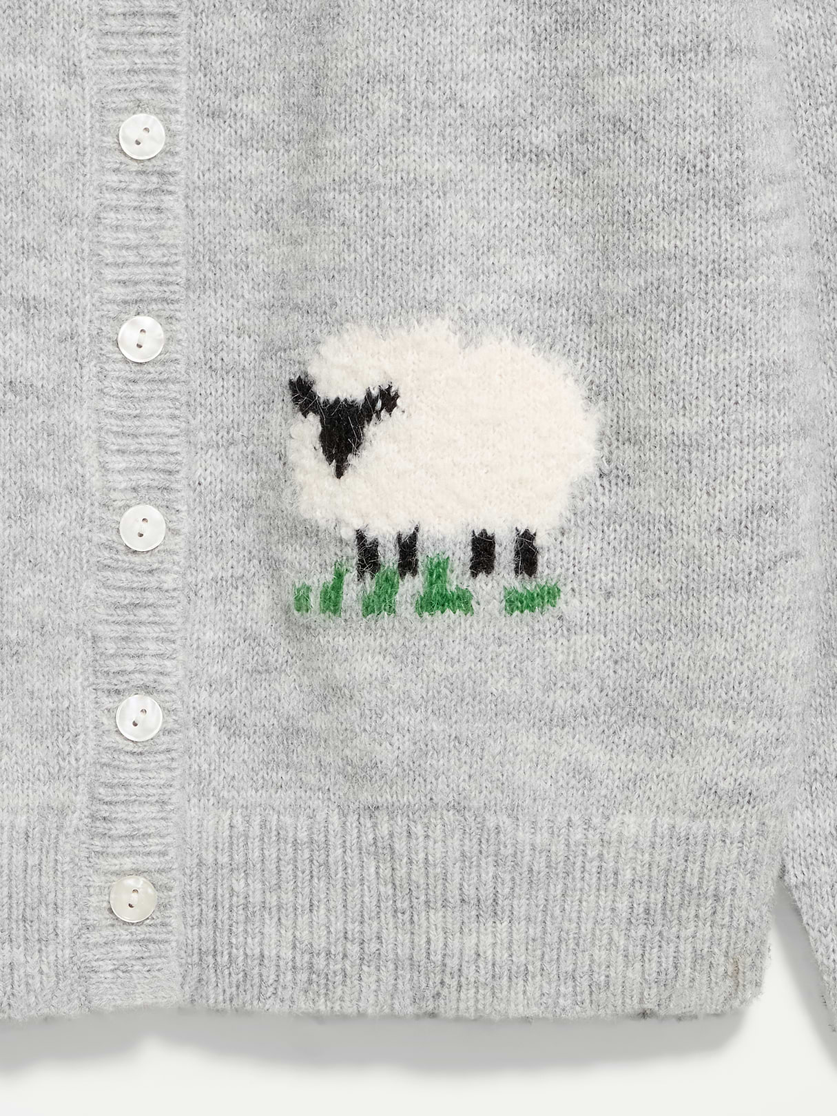 Cozy Crew-Neck Wool-Blend Cardigan - Sheep