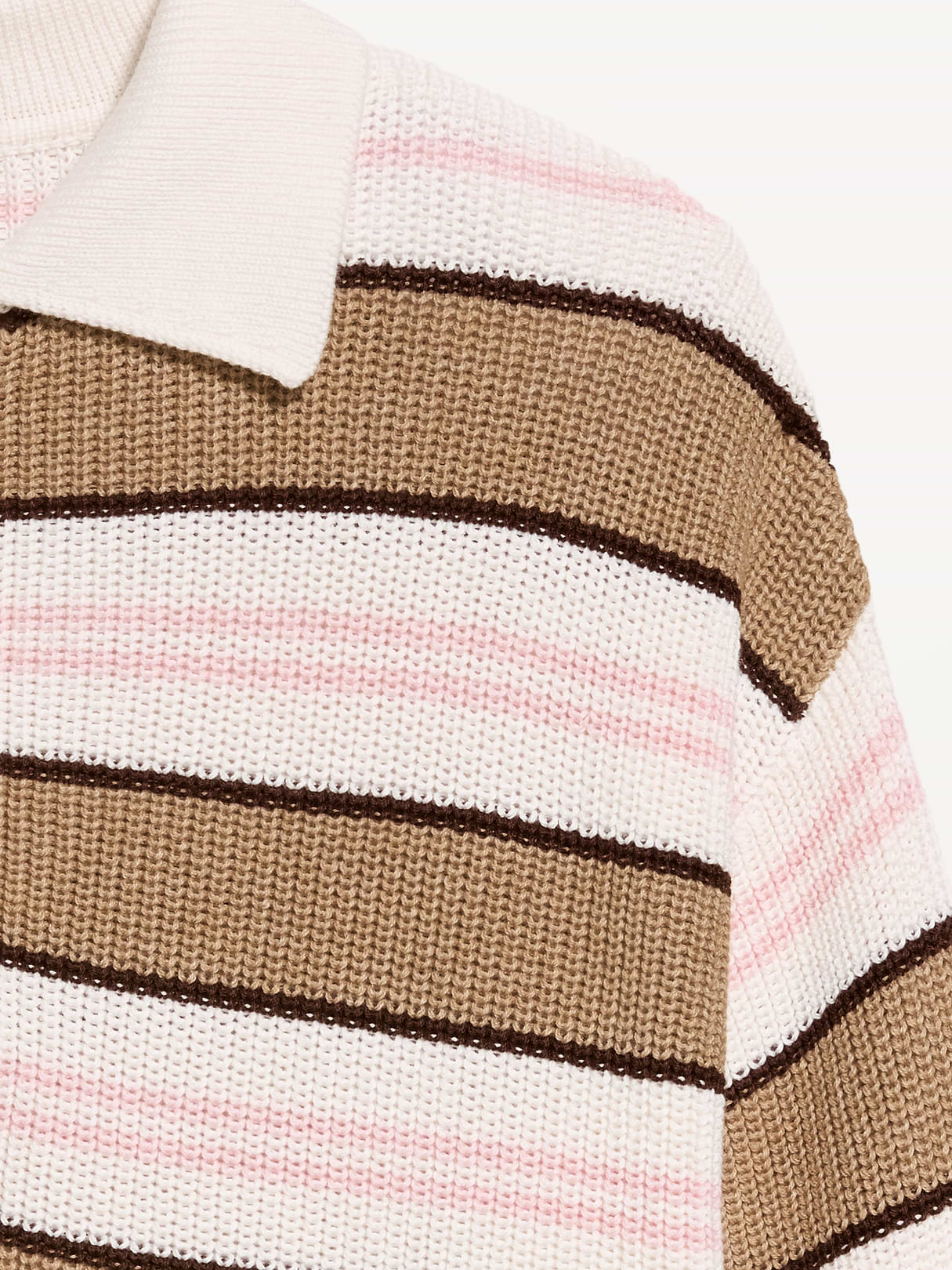 Cotton-Blend Rugby Polo - Neutral Stripe