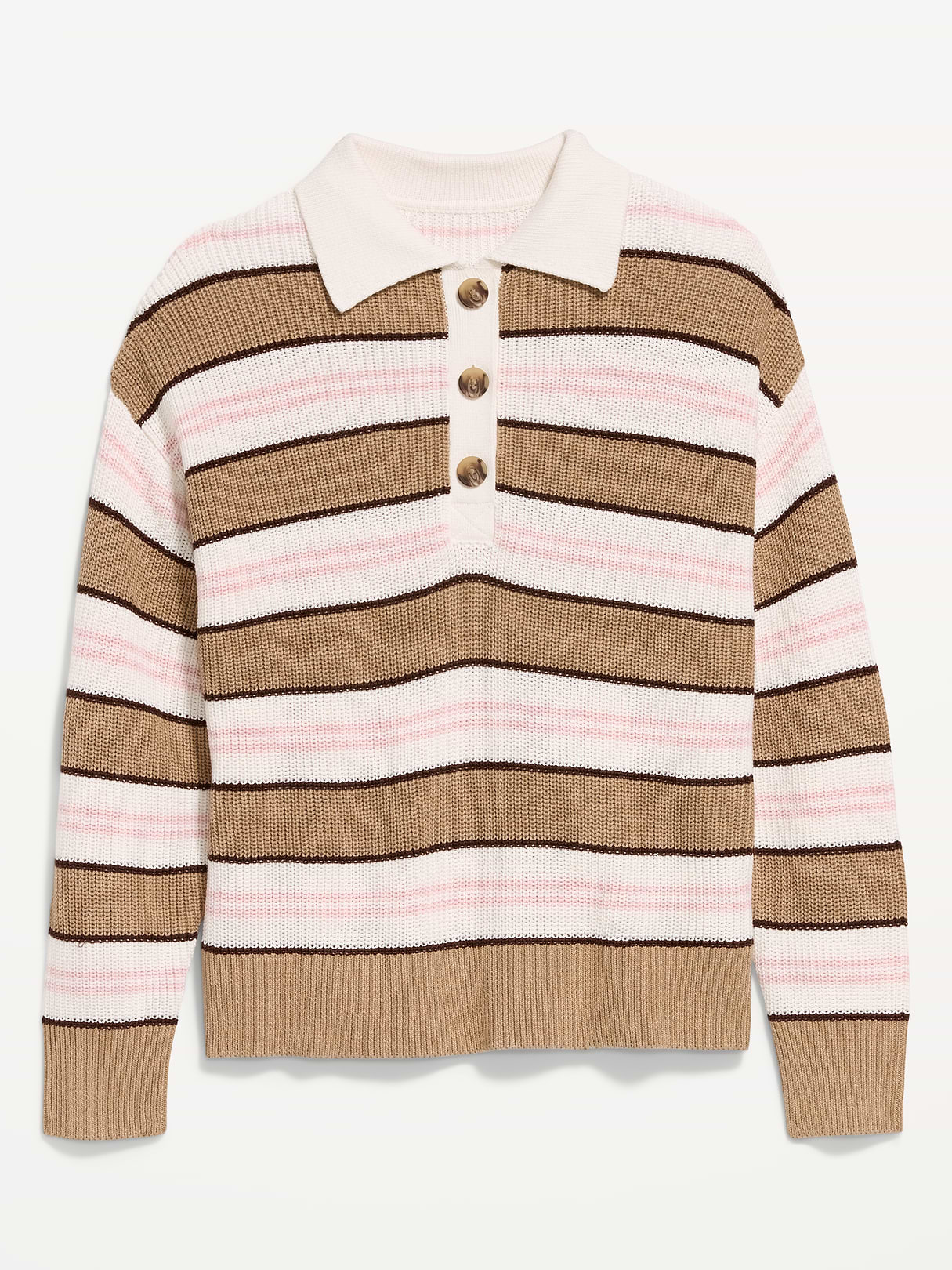 Cotton-Blend Rugby Polo - Neutral Stripe