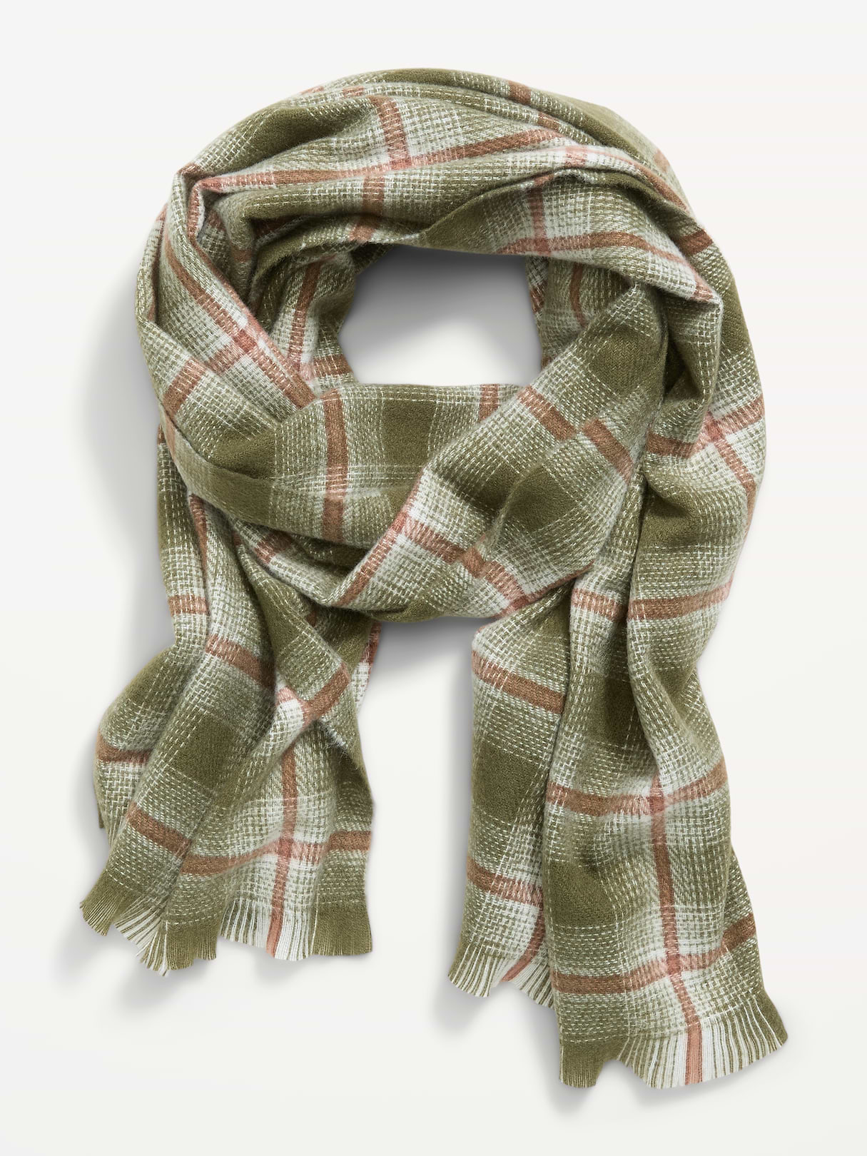 Flannel Printed Scarf - Green Plaid