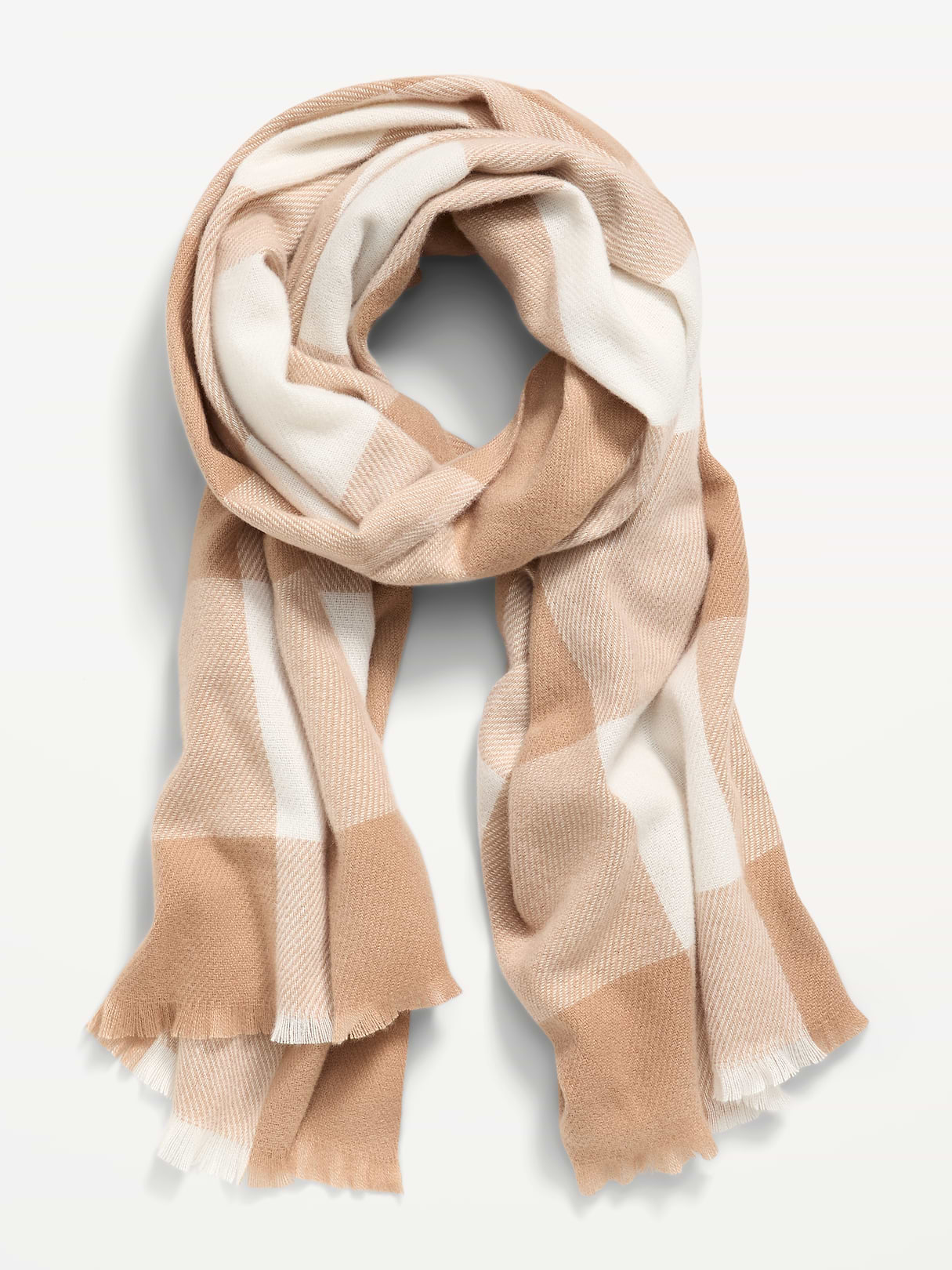 Flannel Printed Scarf - White Check