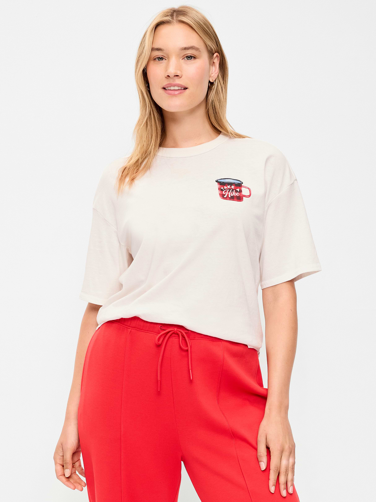 Short-Sleeve Loose Graphic T-Shirt - Sea Salt