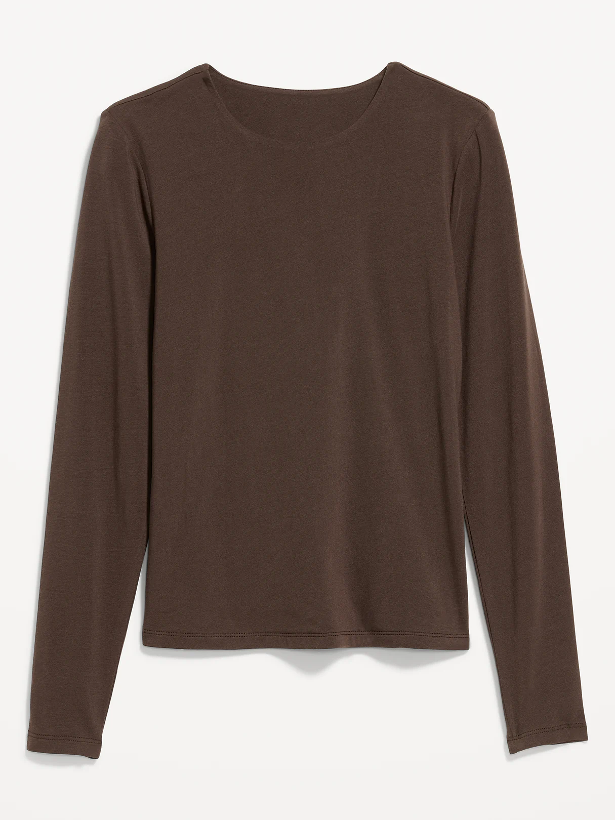 Hug Double-Layer Crew-Neck Long-Sleeve Top - Black Coffee