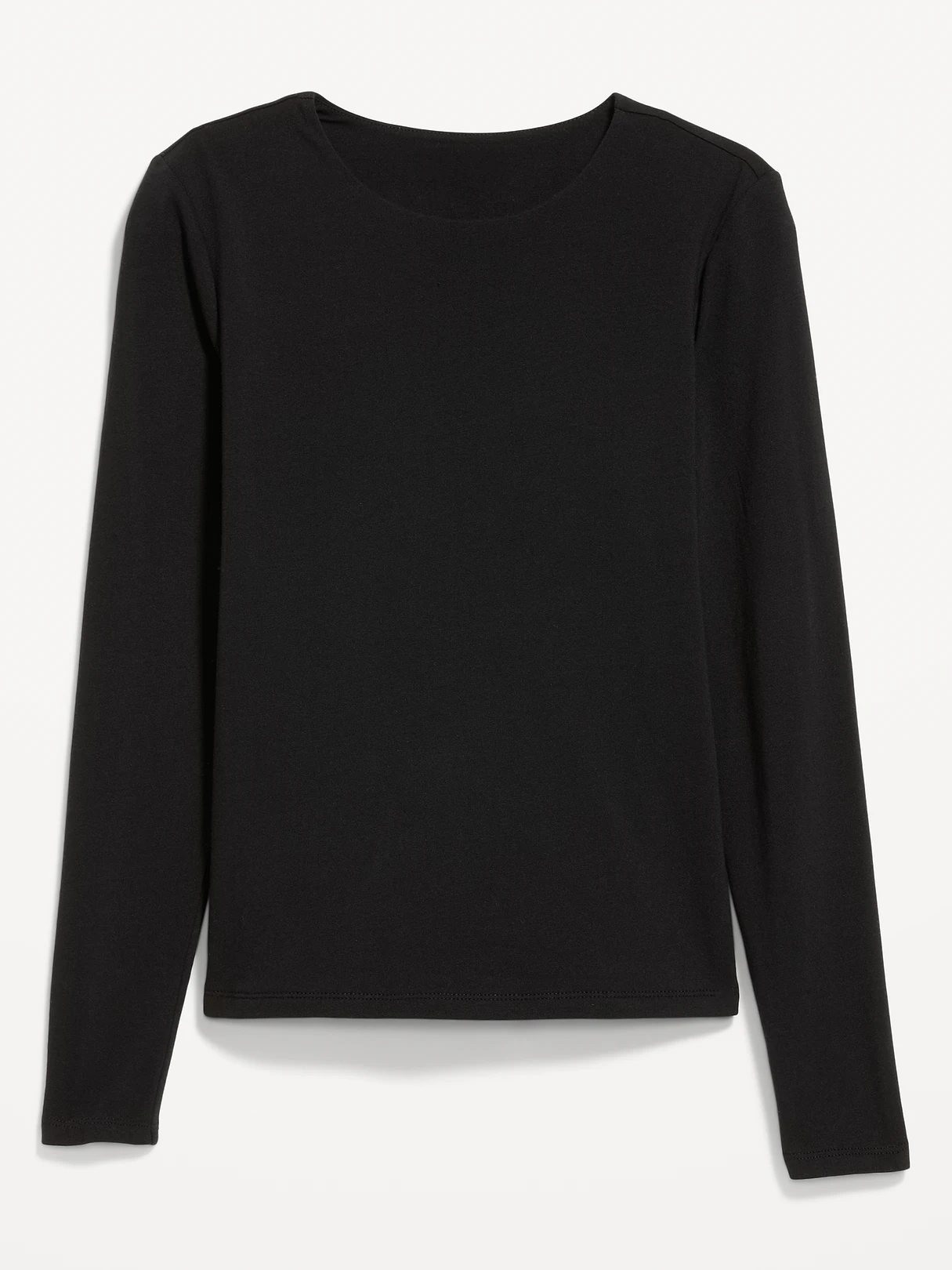 Hug Double-Layer Crew-Neck Long-Sleeve Top - Black Jack