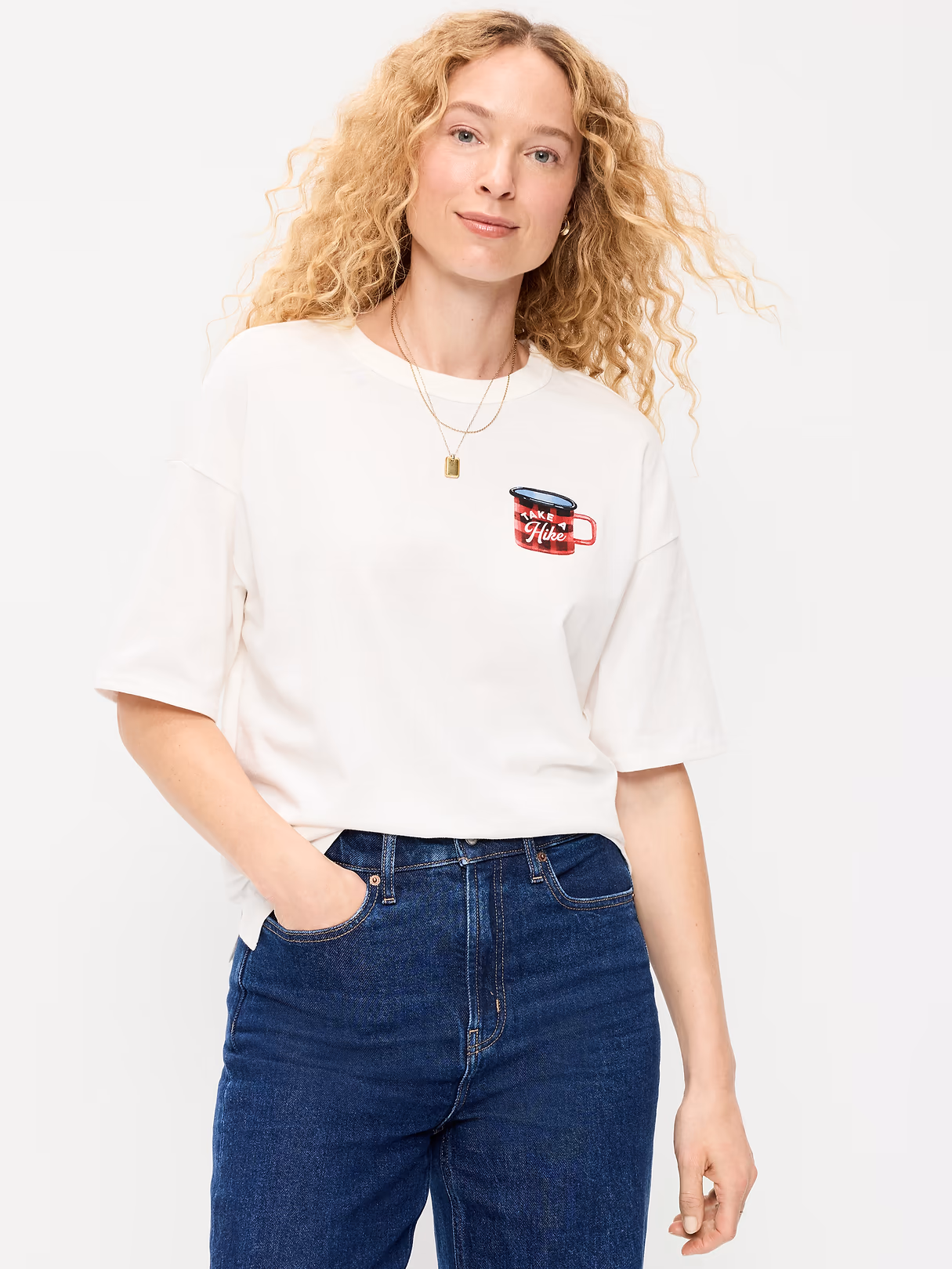 Short-Sleeve Loose Graphic T-Shirt - Sea Salt