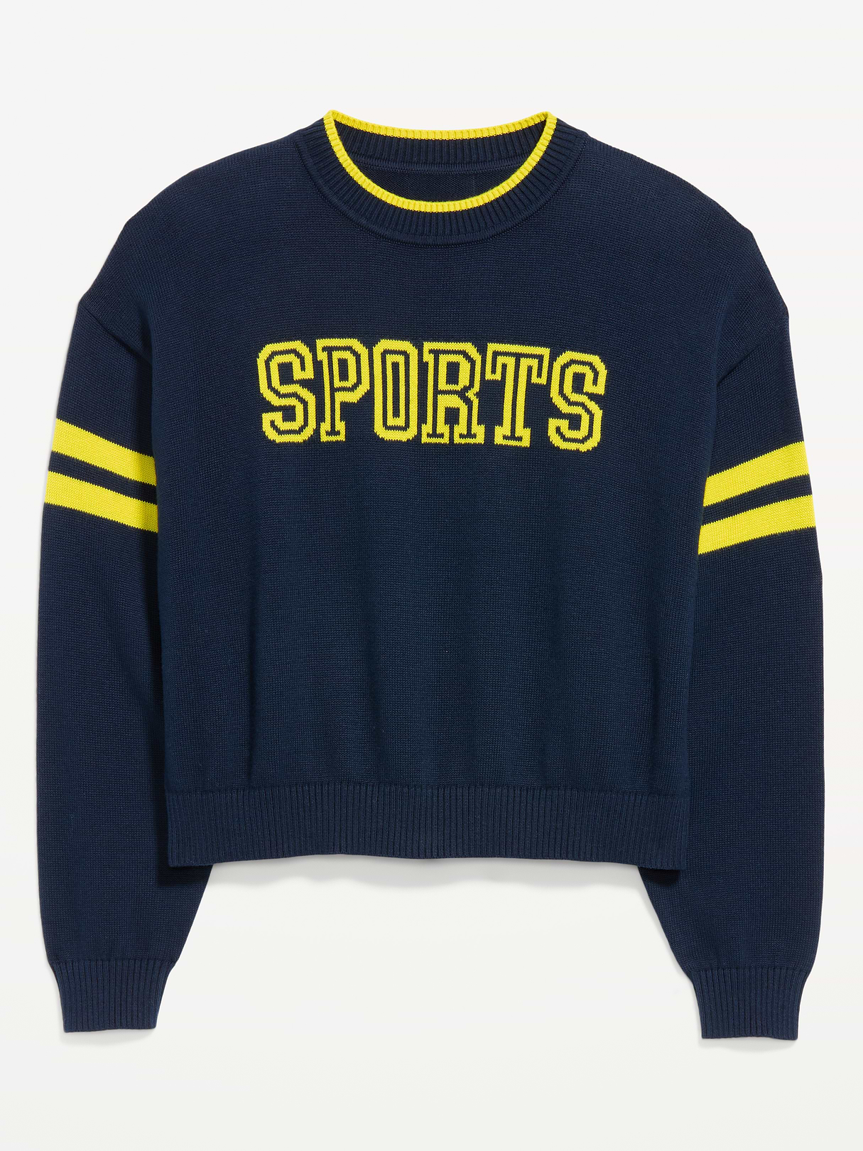 Cotton-Blend Crew-Neck Cropped Sweater - Sports
