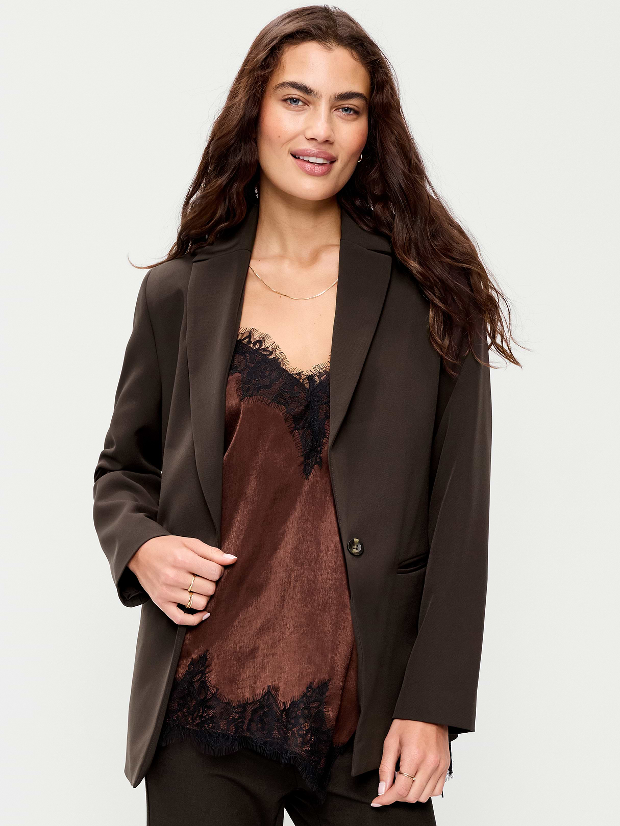 Classic Double-Weave Blazer - Black Coffee