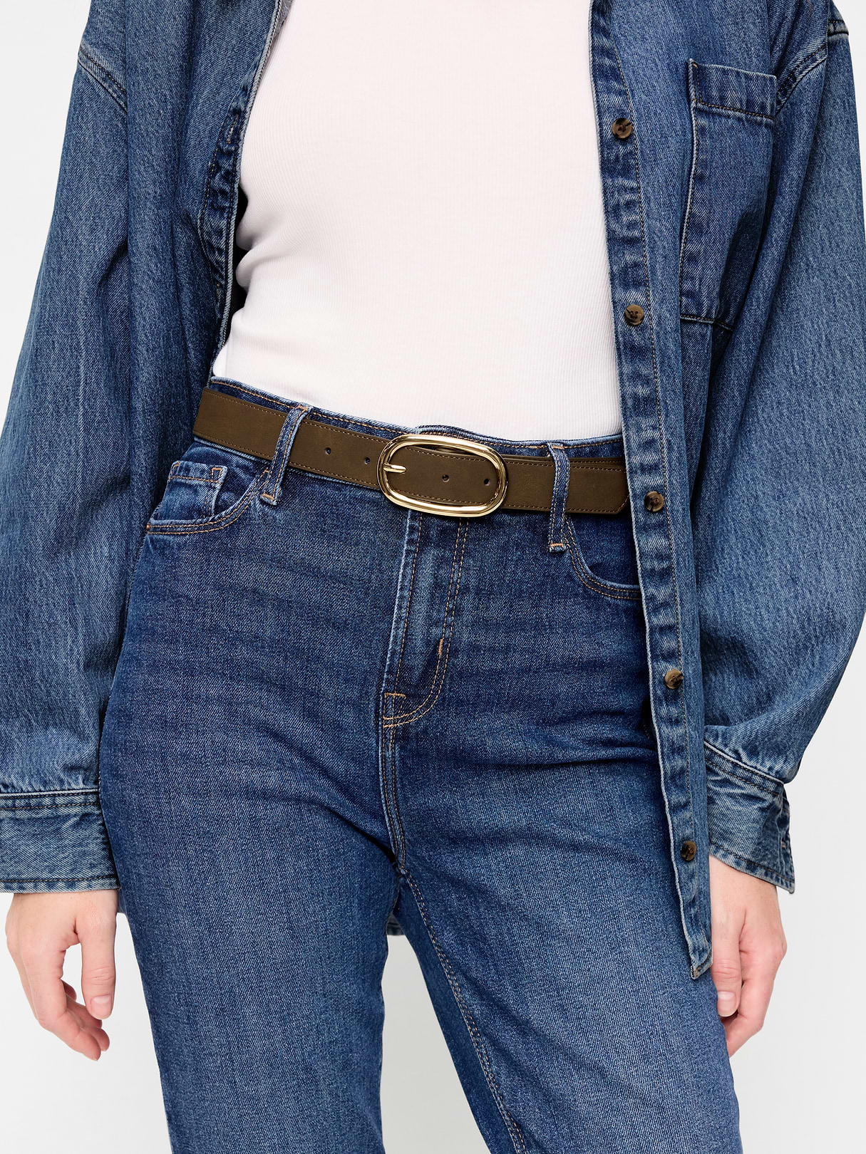 Faux-Suede Belt for Women - Olive