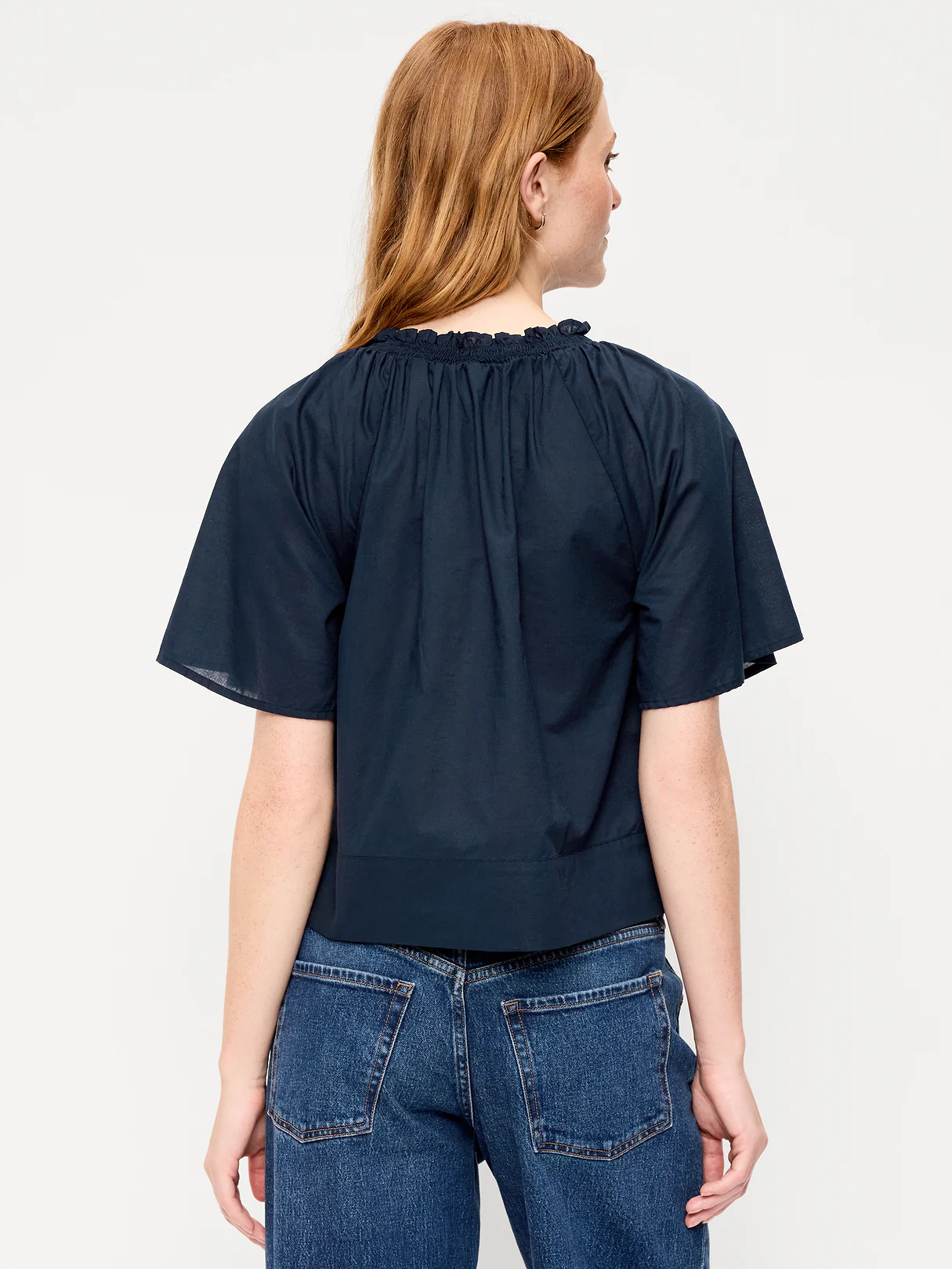 Loose Short-Sleeve Striped Top - In the Navy
