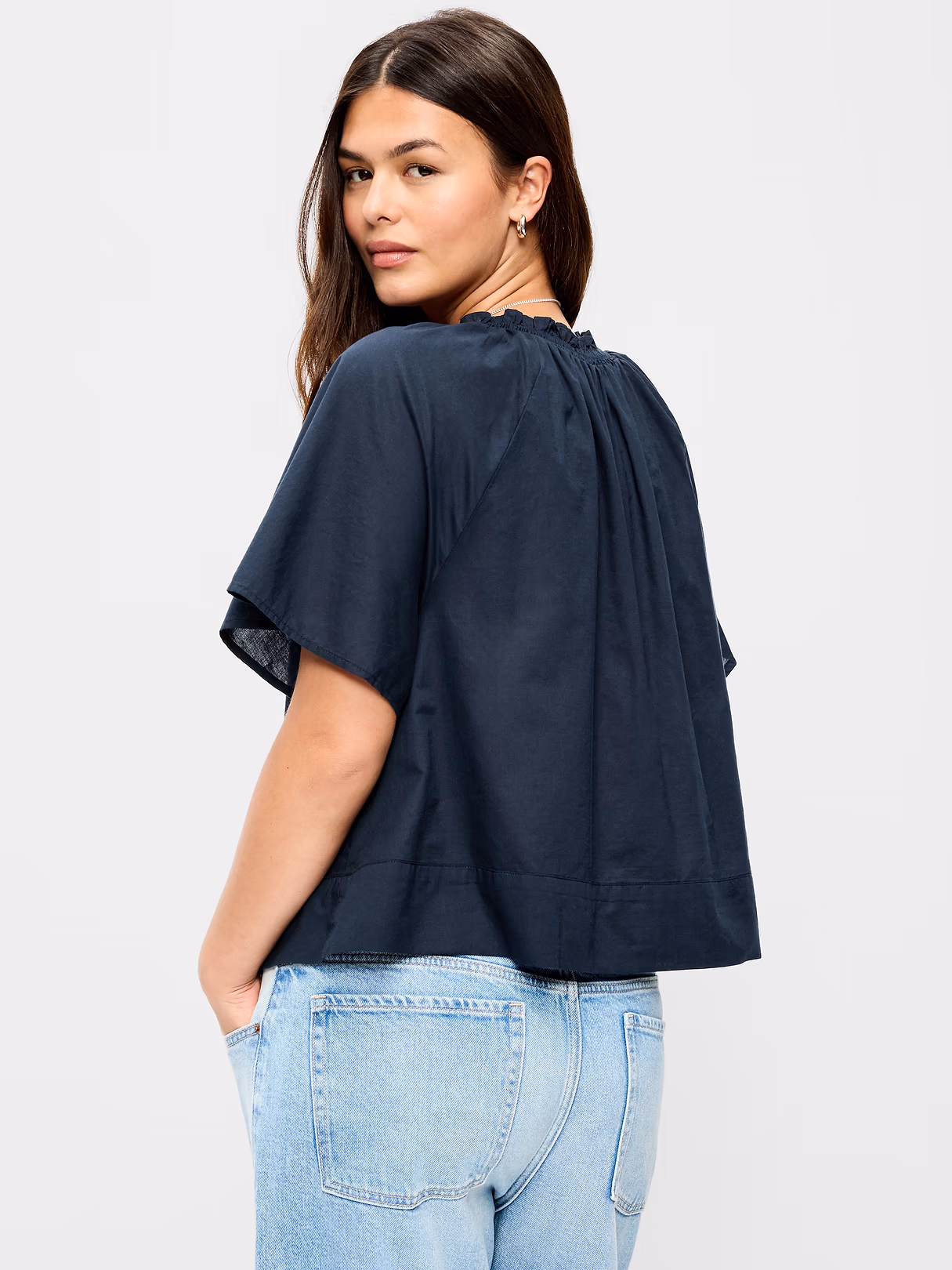 Loose Short-Sleeve Striped Top - In the Navy