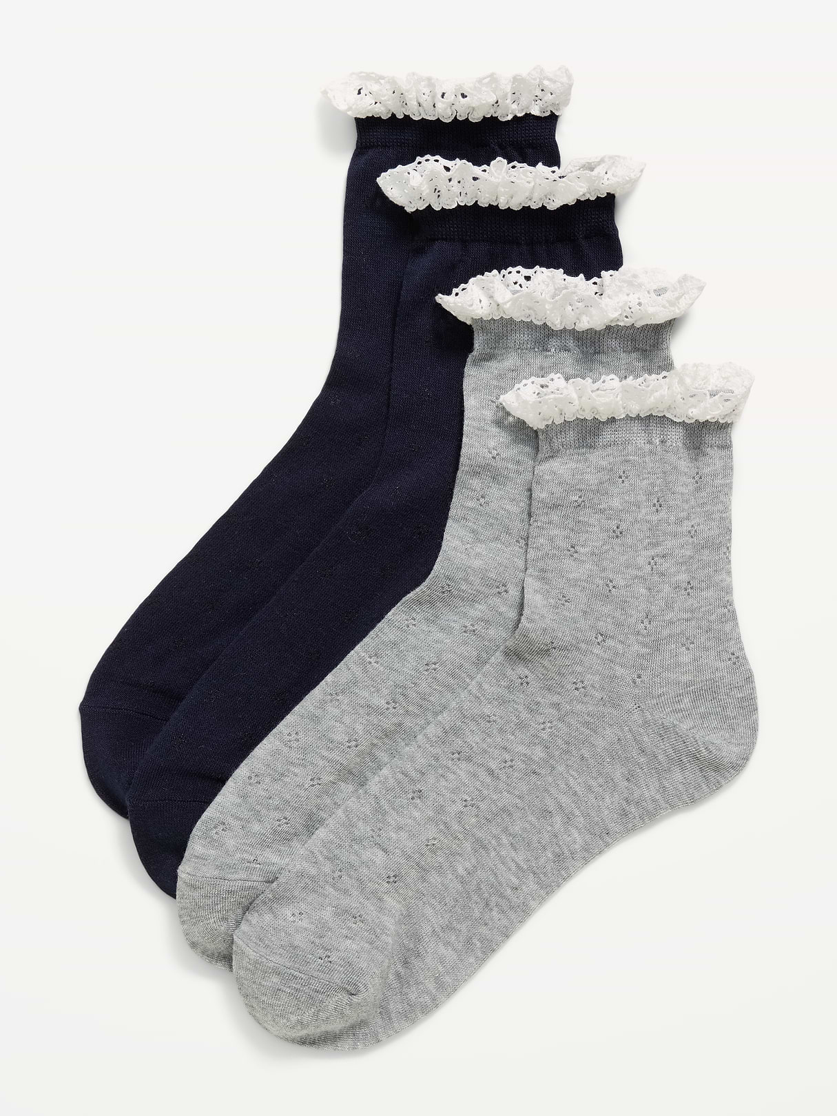 Lace-Trim Crew Sock 2-Pack for Women - Cool