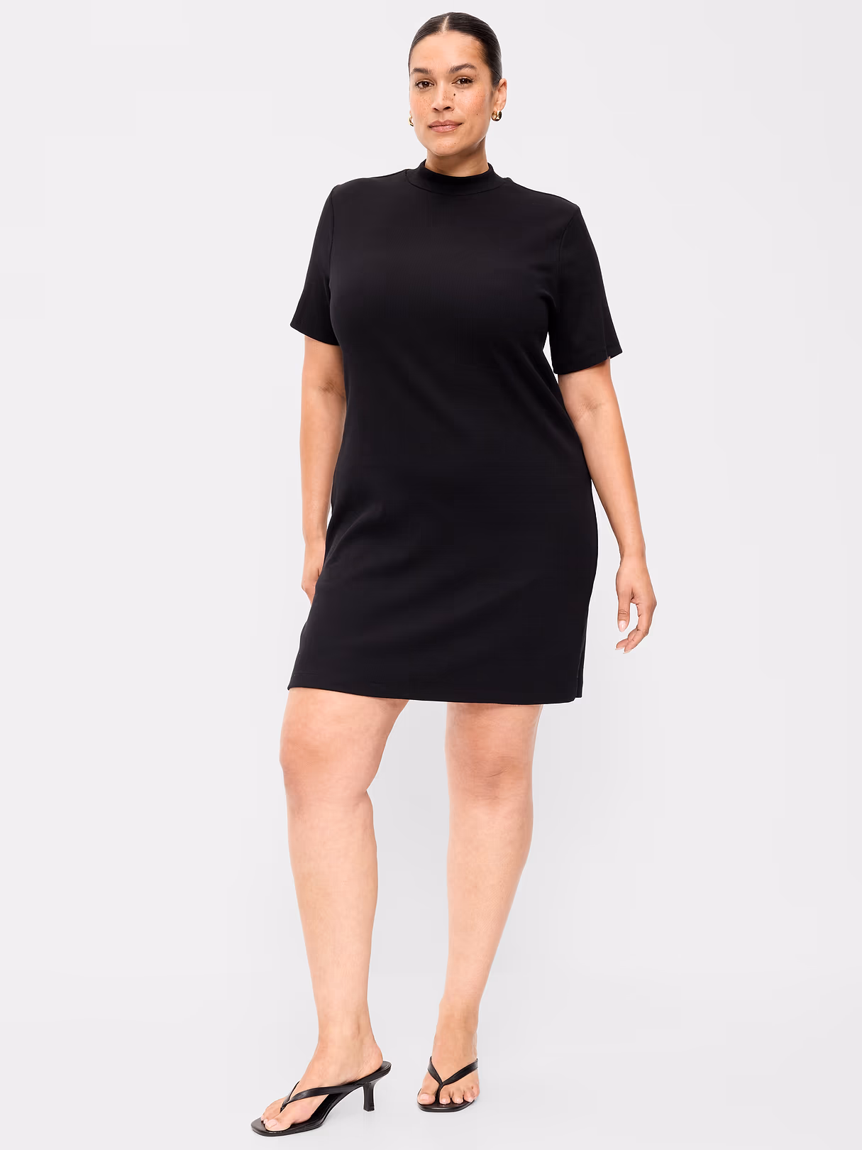 Snug Mock-Neck Bodycon Mini Dress - Black Jack