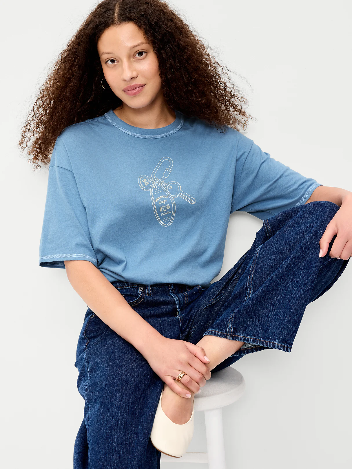 Short-Sleeve Loose Graphic T-Shirt - Naturalist Blue