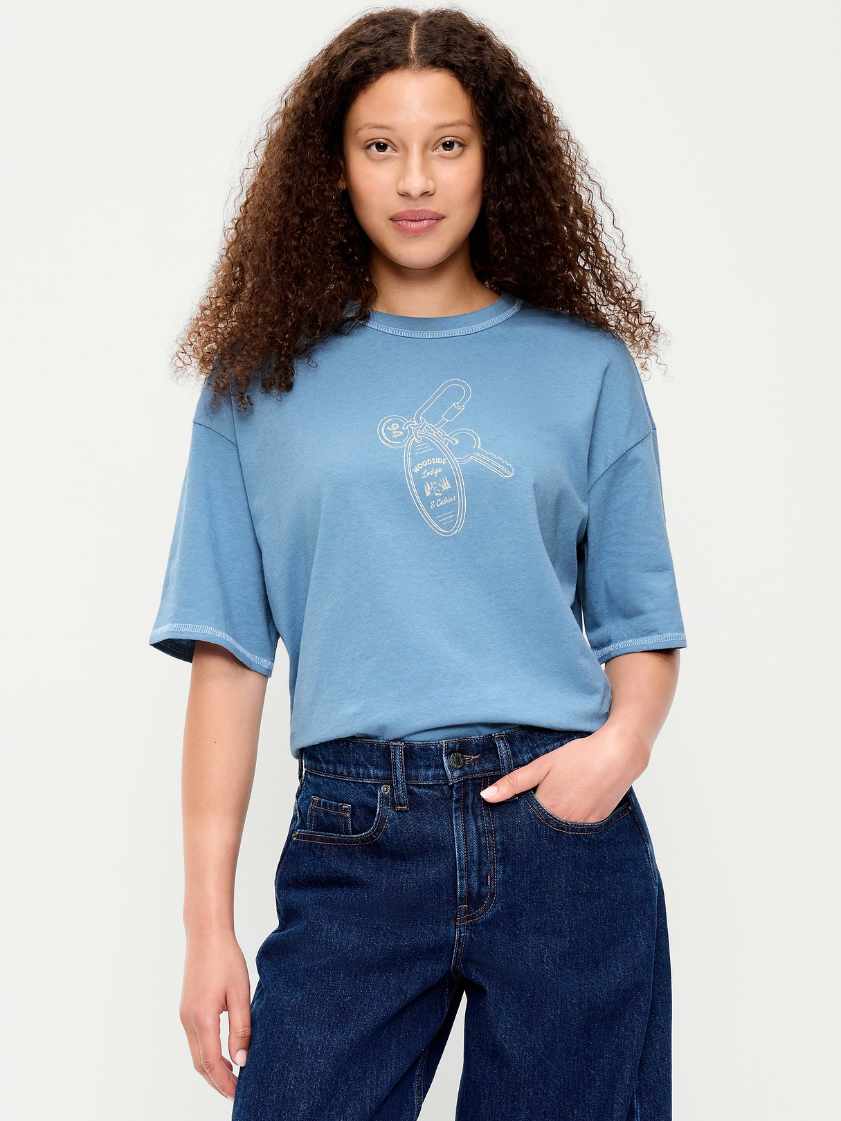 Short-Sleeve Loose Graphic T-Shirt - Naturalist Blue