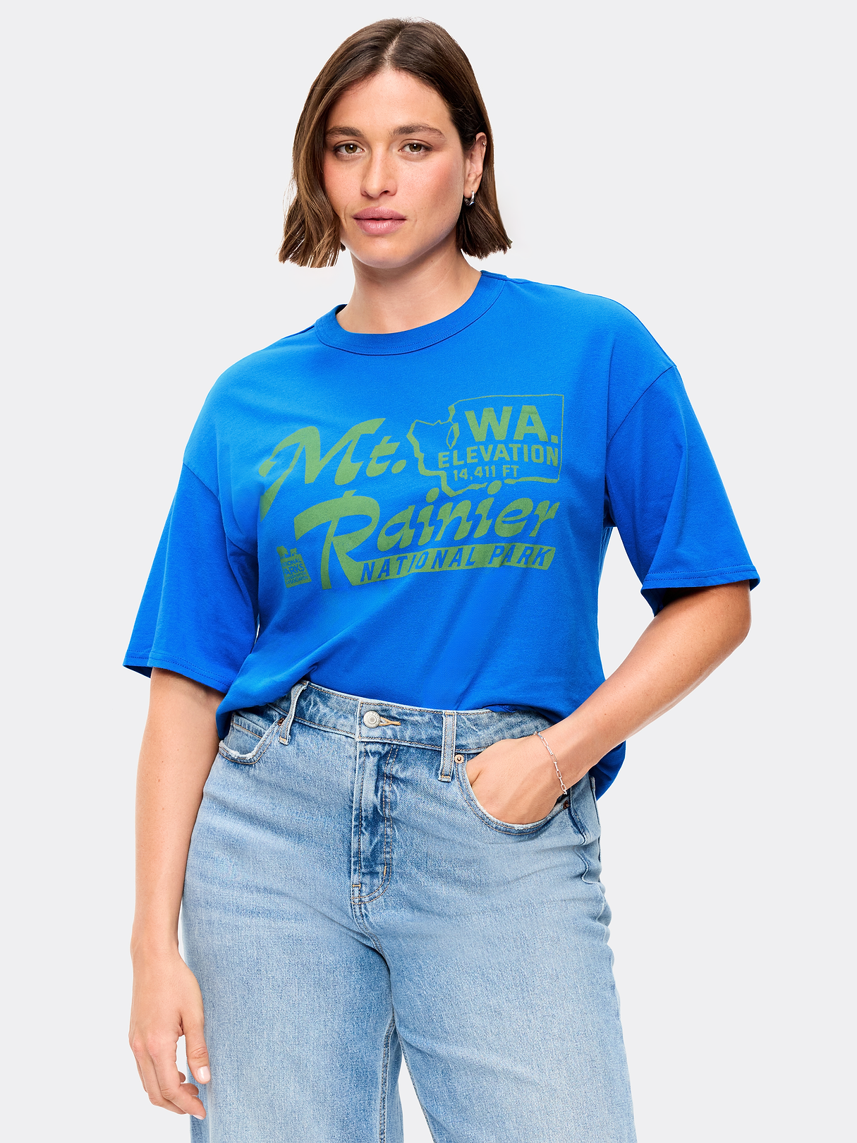 Yosemite National Park Crew-Neck Oversized T-Shirt - Blue Moon