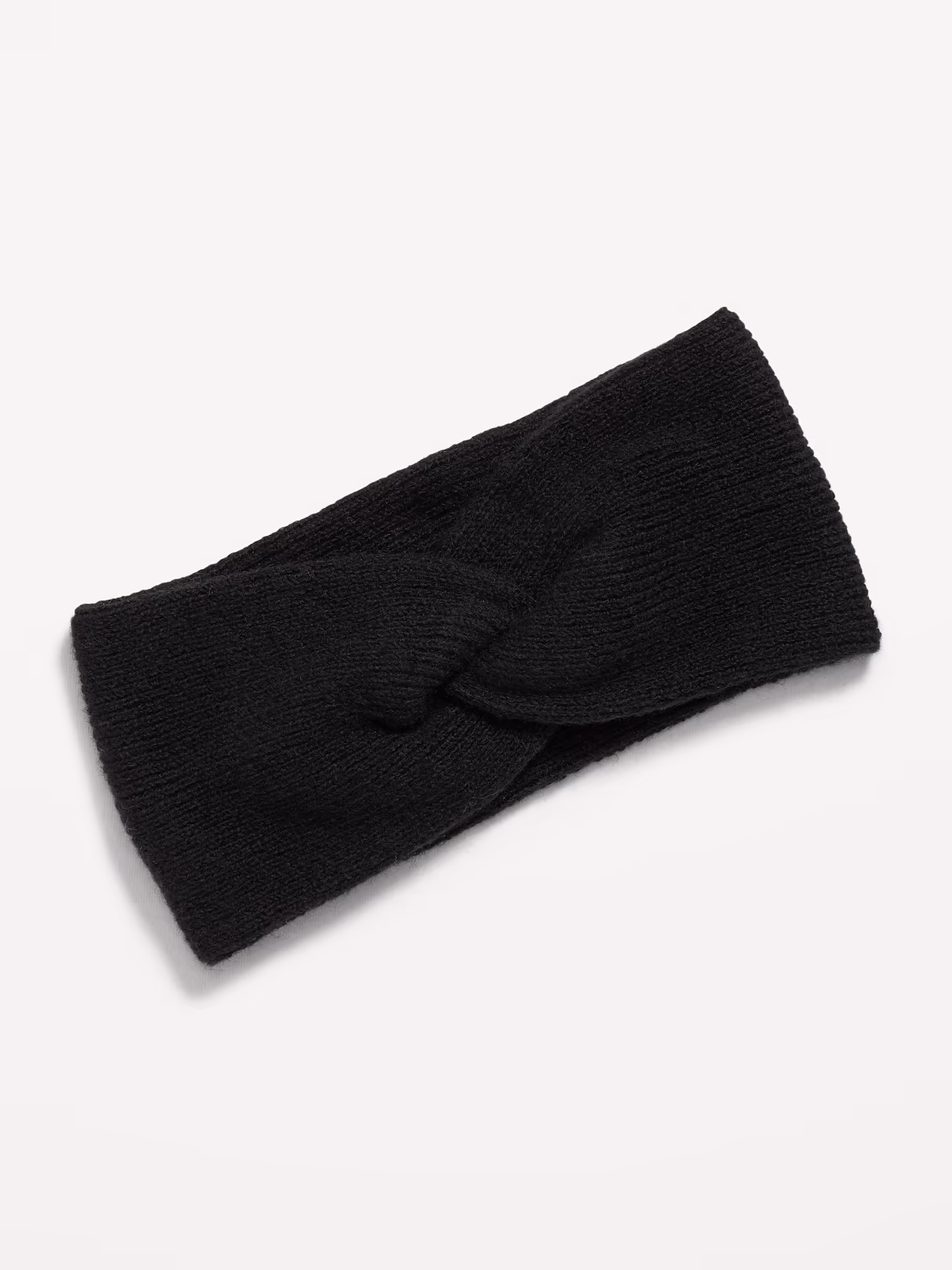 Rib-Knit Twist-Front Headband - Black Jack