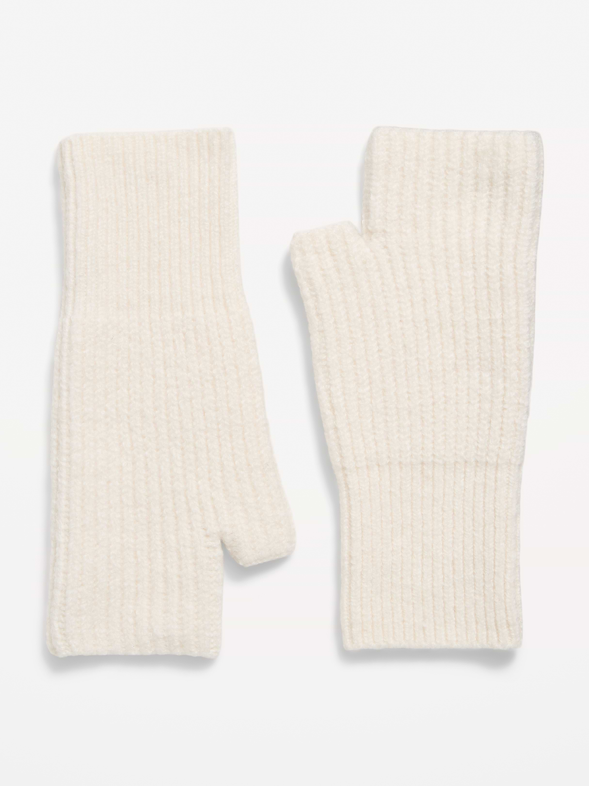 Rib-Knit Fingerless Gloves - Creme De La Creme