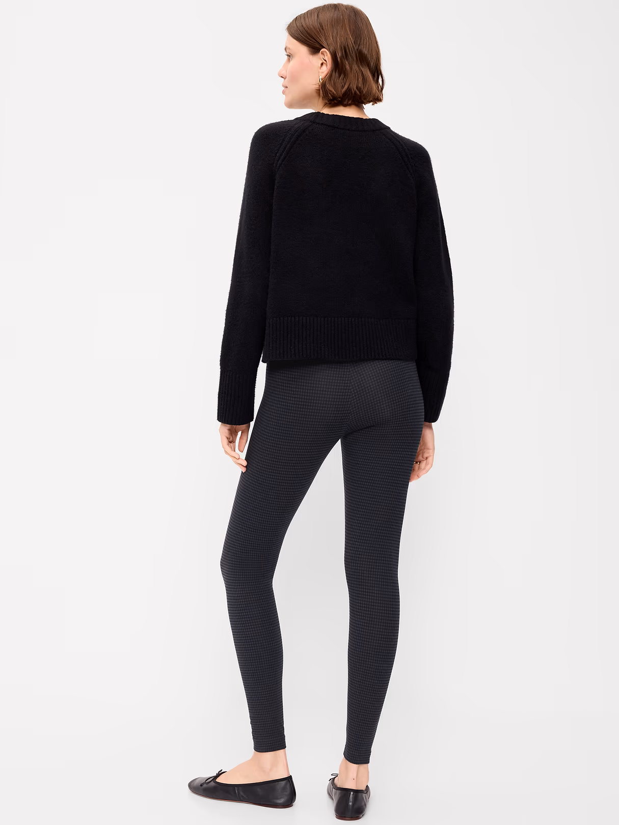 High-Waisted Jersey Fashion Layering Leggings - Blue Houndstooth