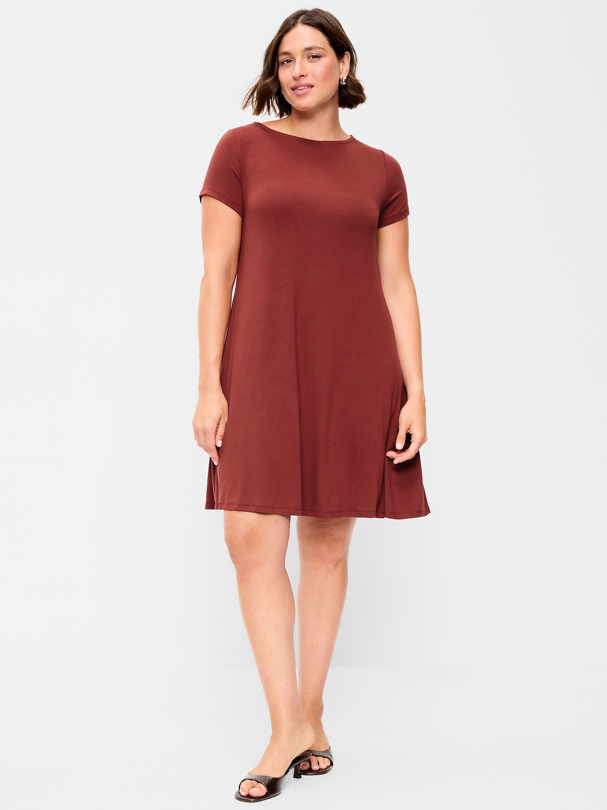 Short-Sleeve Mini Swing Dress - Emberglow