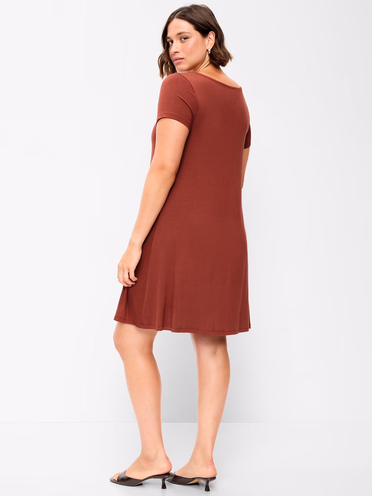 Short-Sleeve Mini Swing Dress - Emberglow