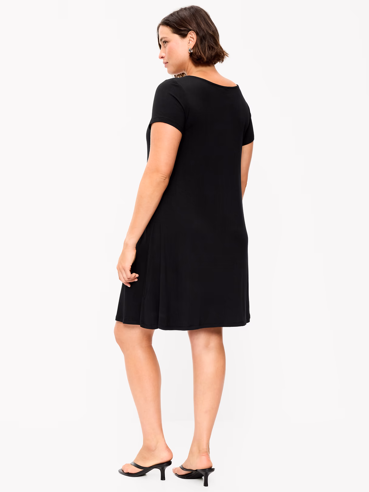 Short-Sleeve Mini Swing Dress - Black Jack