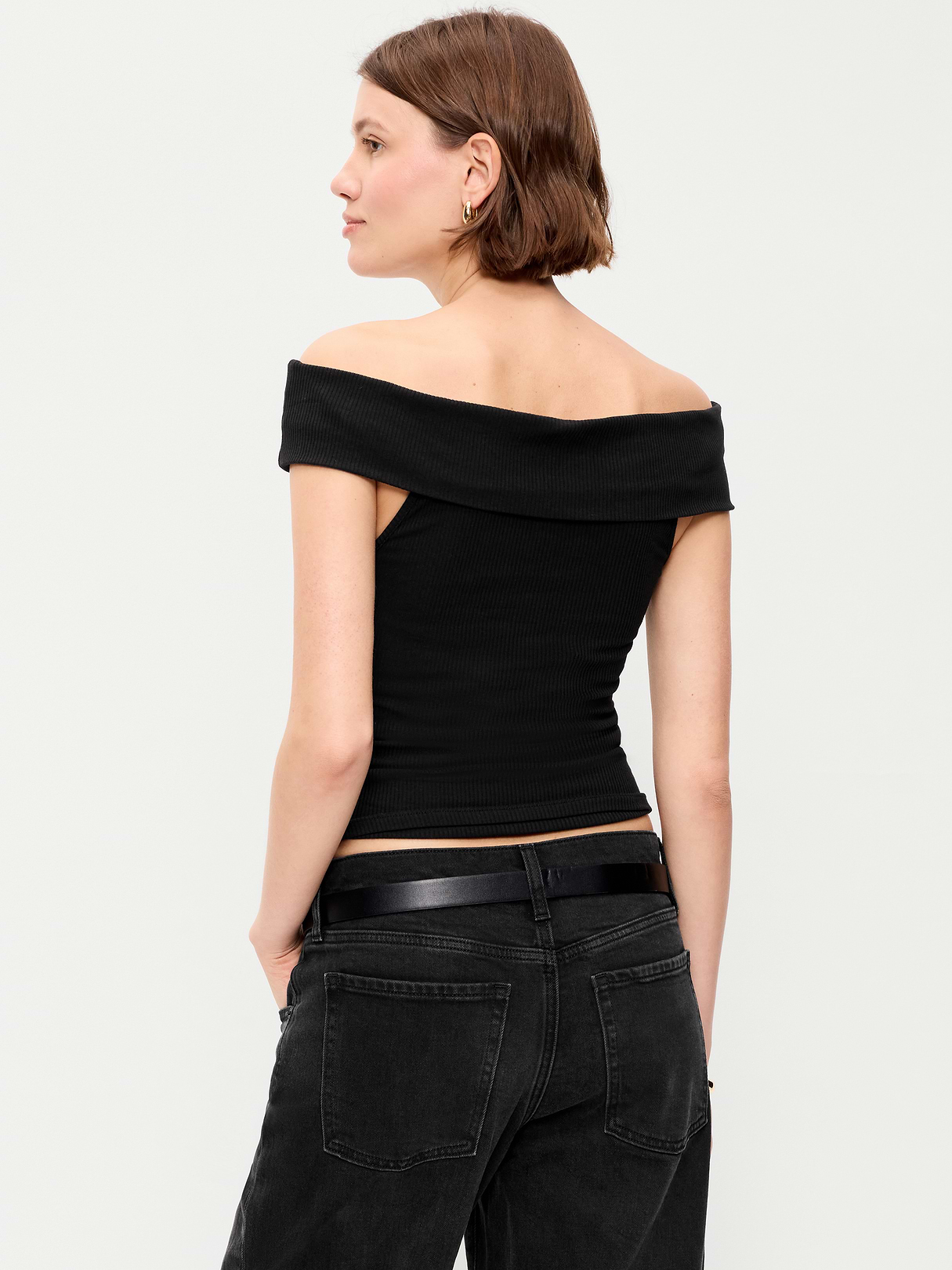 Off-The-Shoulder Fitted Top - Black Jack