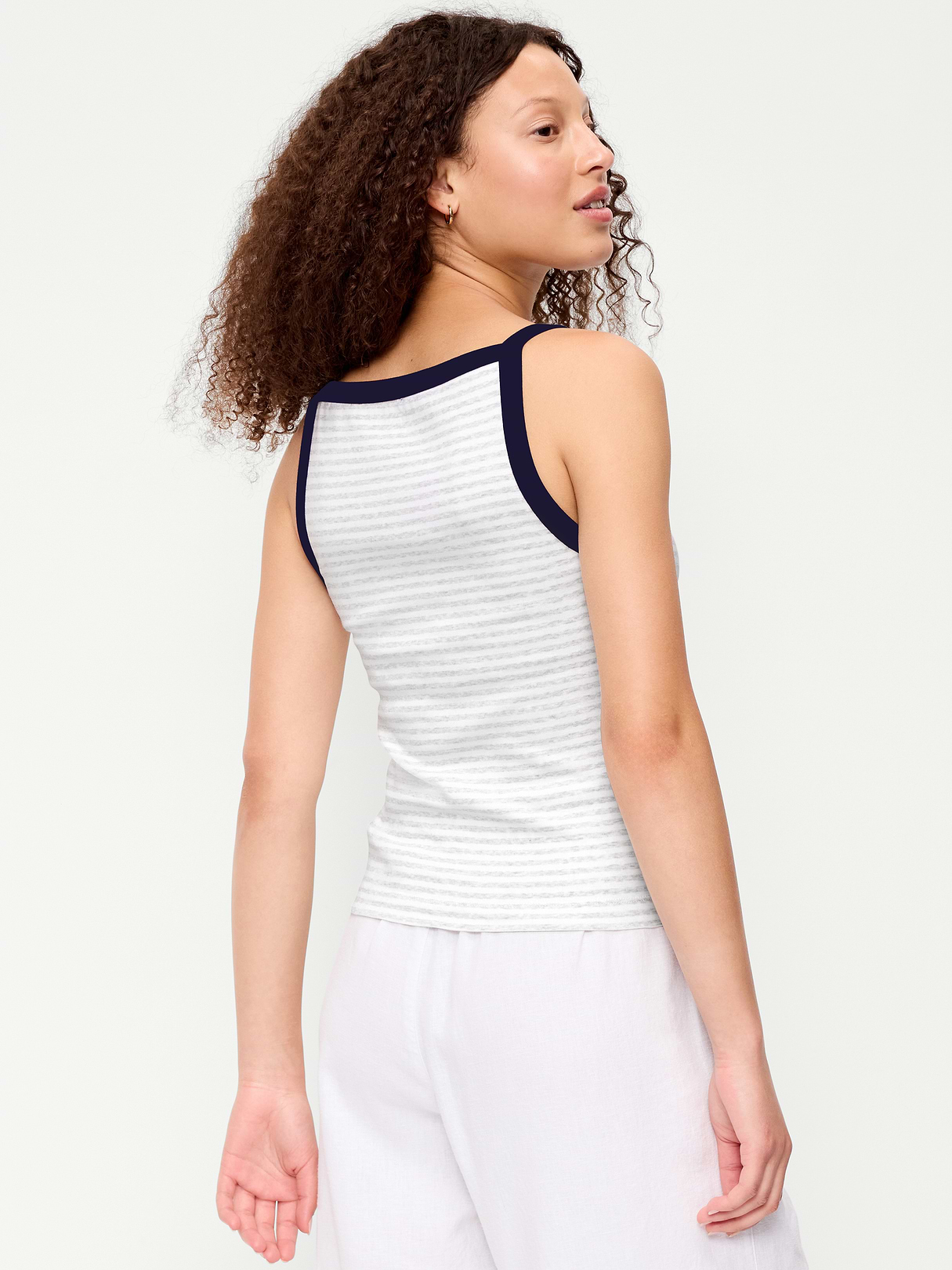 Snug Apron-Neck Tank Top - Heather Gray Stripe