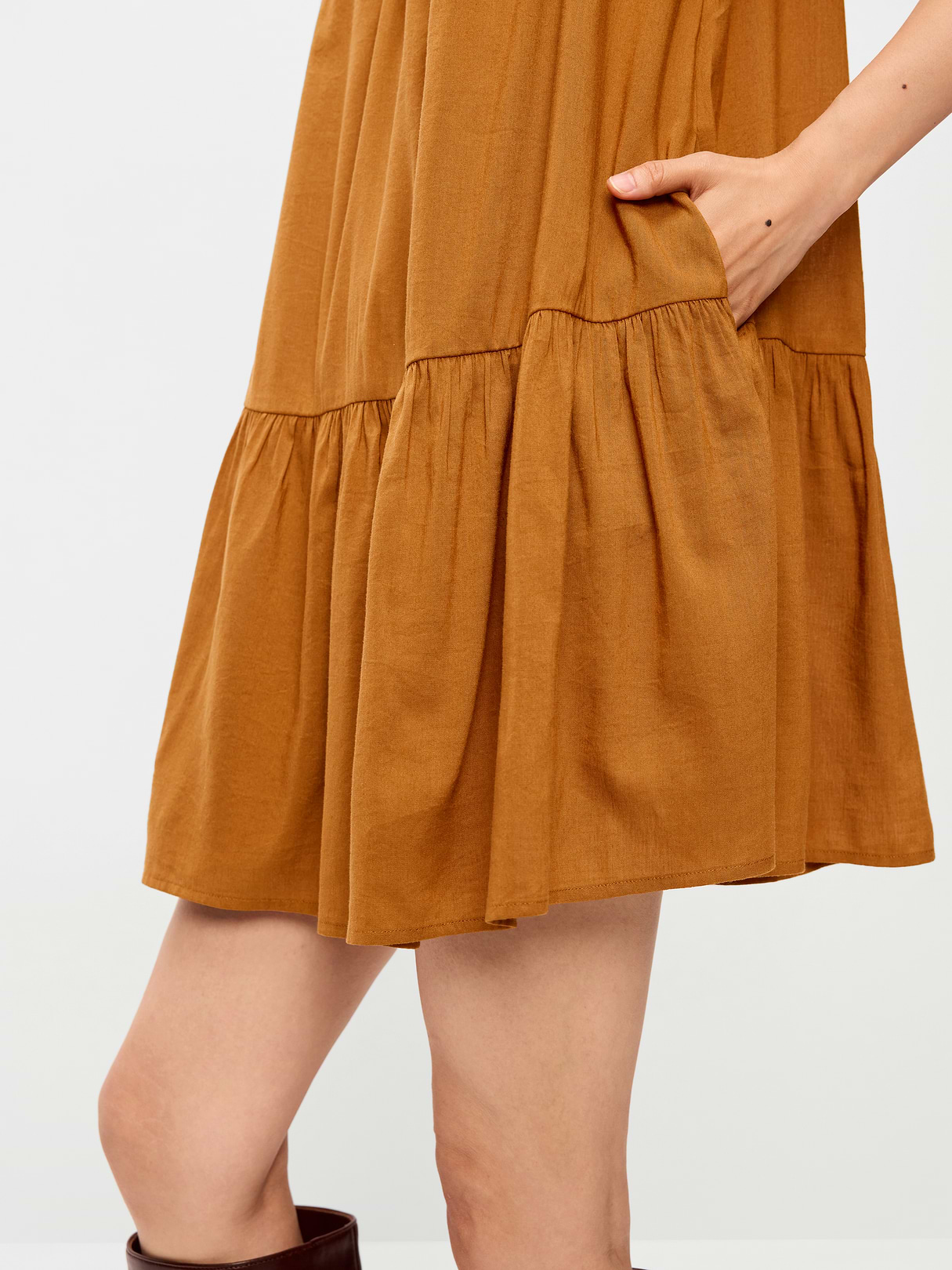 Flutter-Sleeve Mini Swing Dress - Redwood Burl