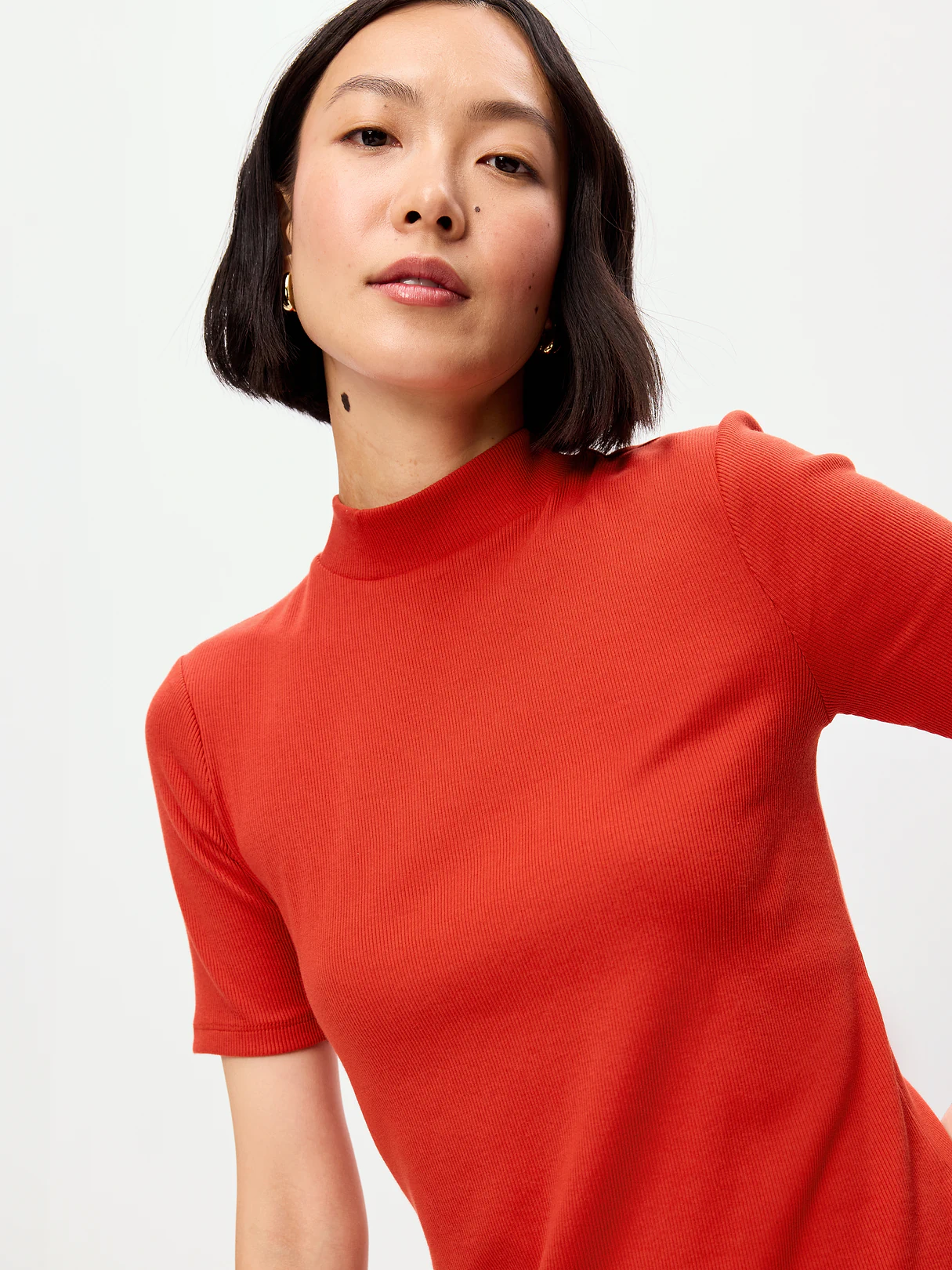 Snug Mock-Neck Bodycon Mini Dress - Deep Rose