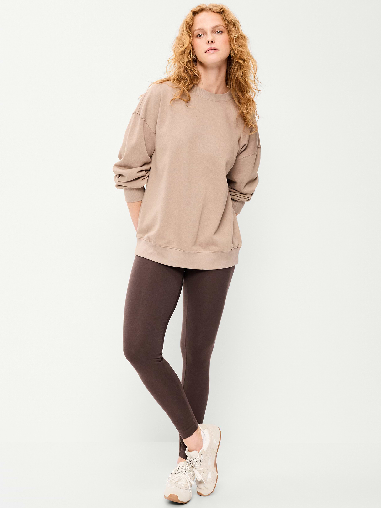 High-Waisted Jersey Fashion Layering Leggings - Black Coffee