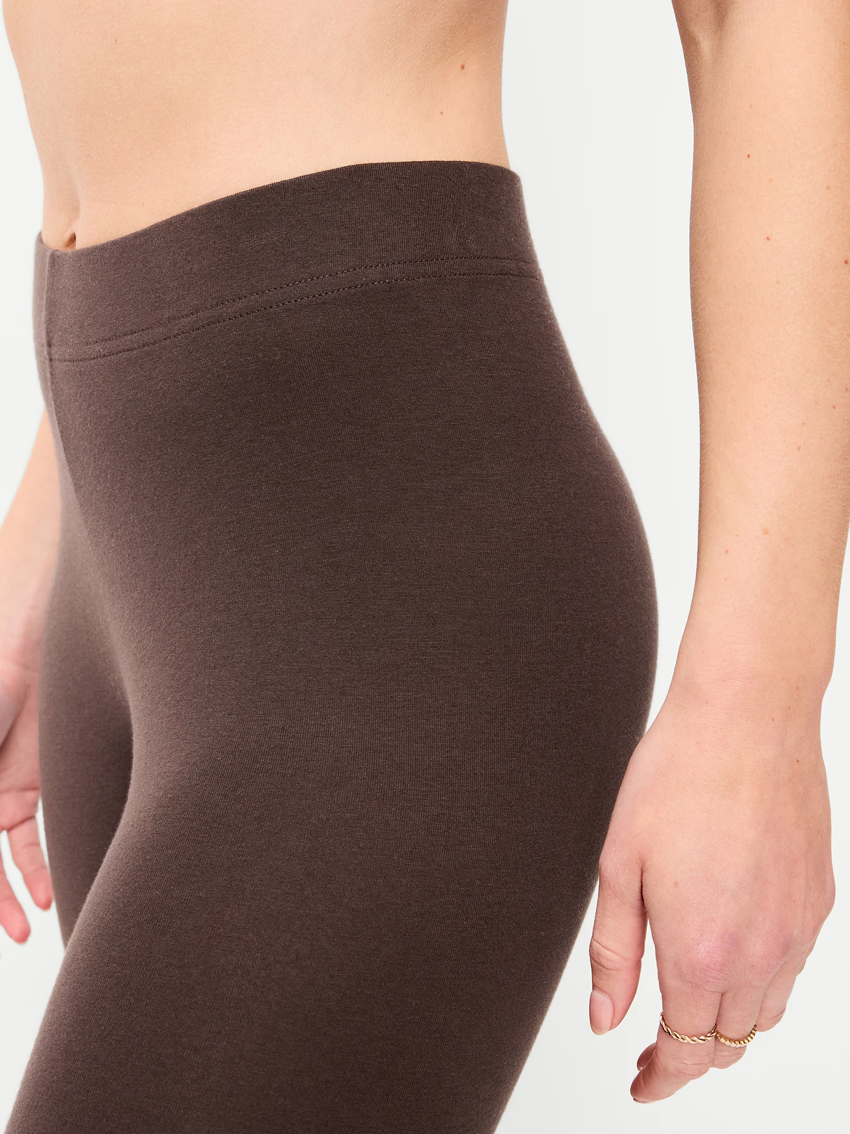 High-Waisted Jersey Fashion Layering Leggings - Black Coffee