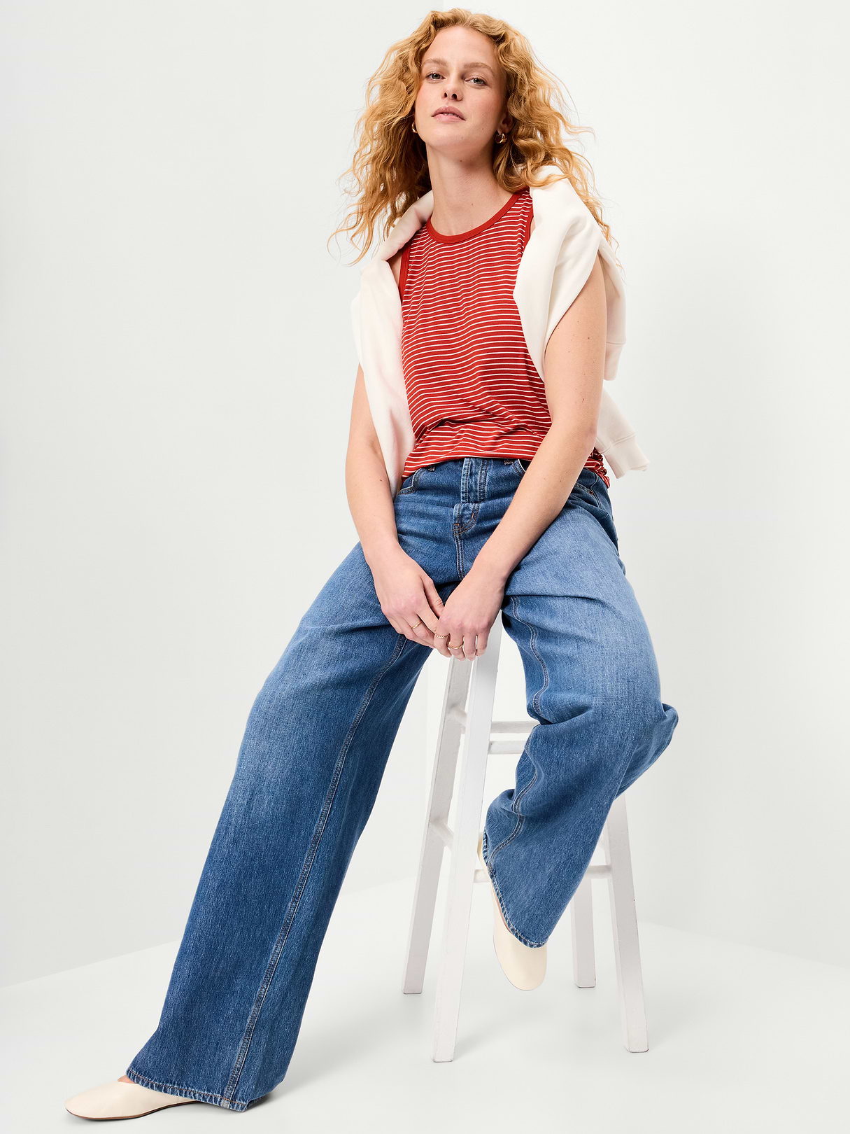 Luxe Sleeveless Top - Red Stripe