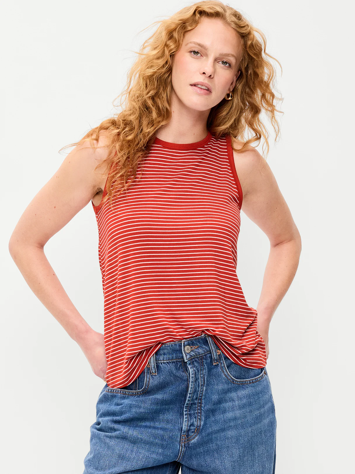 Luxe Sleeveless Top - Red Stripe